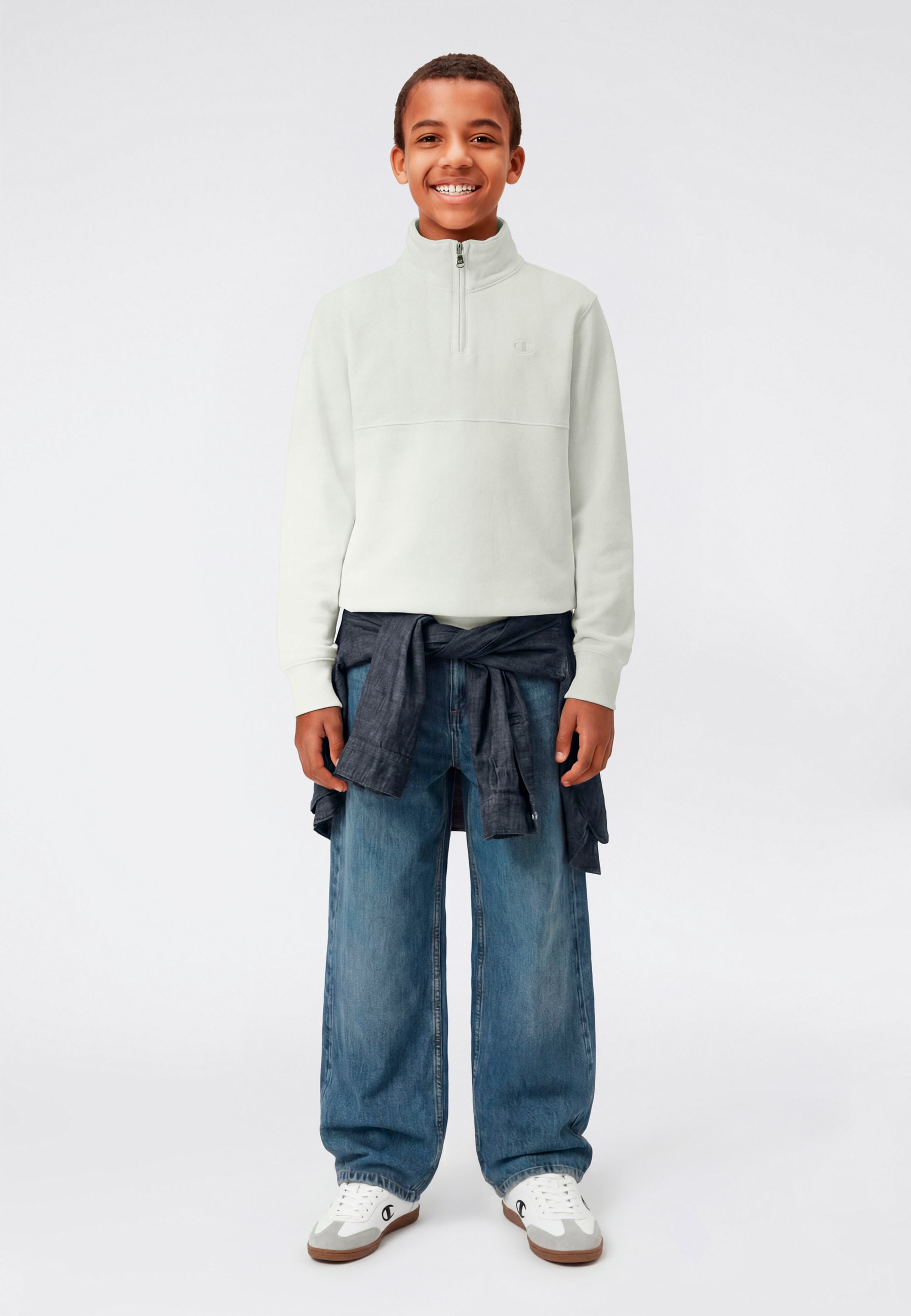 Champion Sweatshirt »ICONS Terry Half zip sweatshirt with small C logo«, für Kinder, sportlicher Stil, mit Reißverschluss
