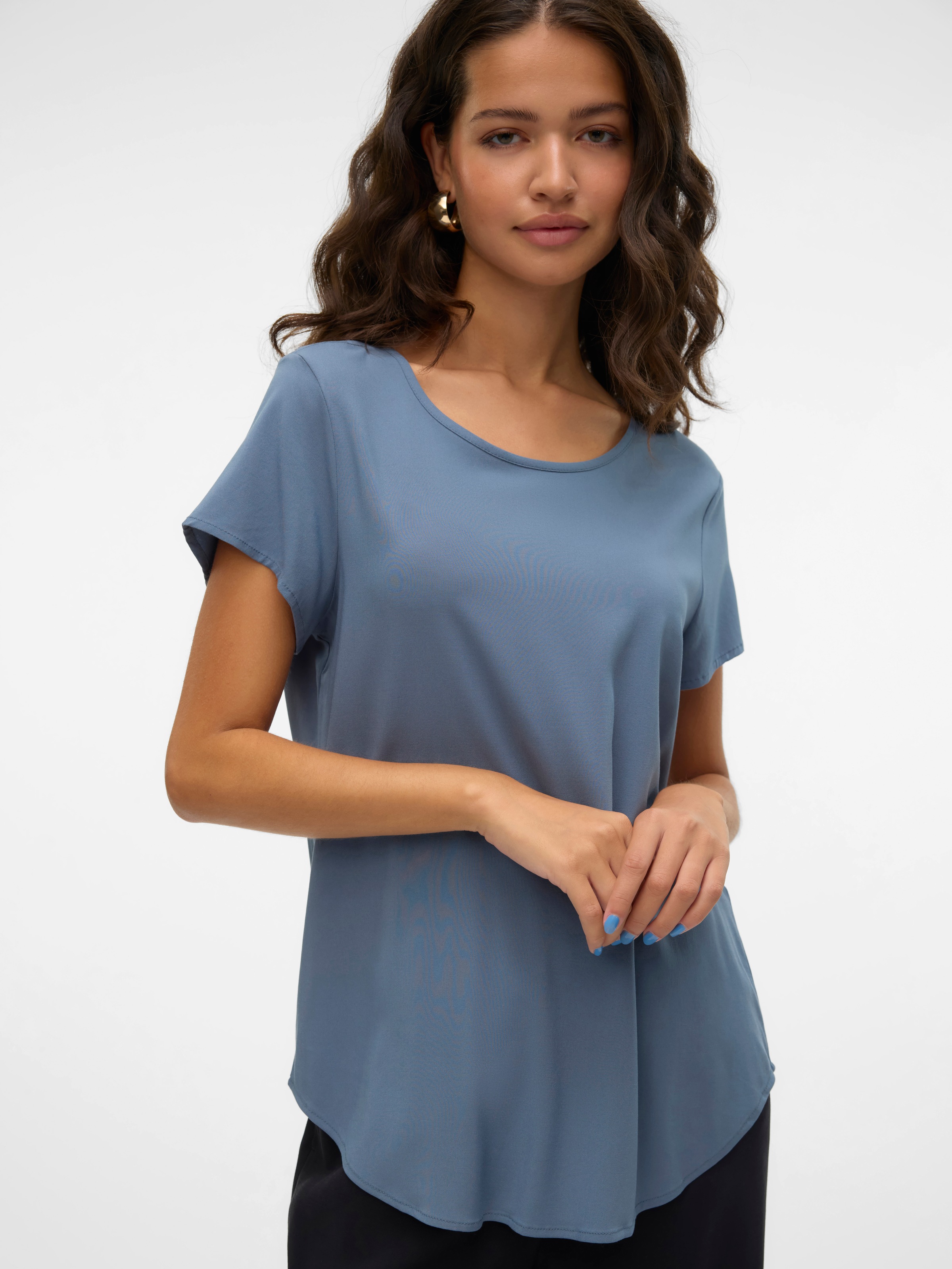 Vero Moda Blusenshirt "VMBELLA SS TOP WVN GA NOOS" Viskosemischung, abgerun günstig online kaufen