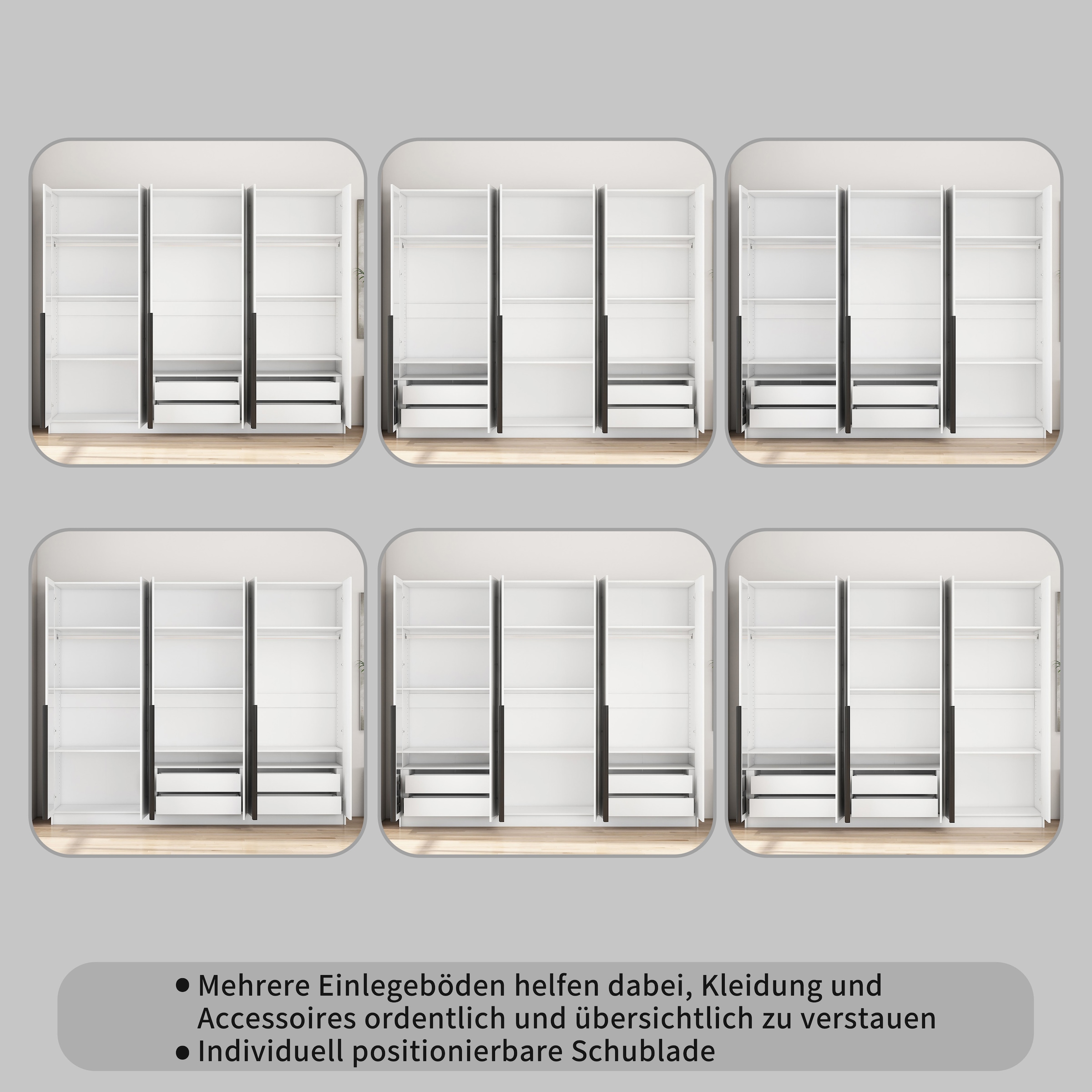 OTTO home Kleiderschrank »Annor Schlafzimmerschrank Breite 242cm hochglanz Schrank Garderobe« Drehtürenschrank mit perfekter Innenausstattung - elegante Türgriffe