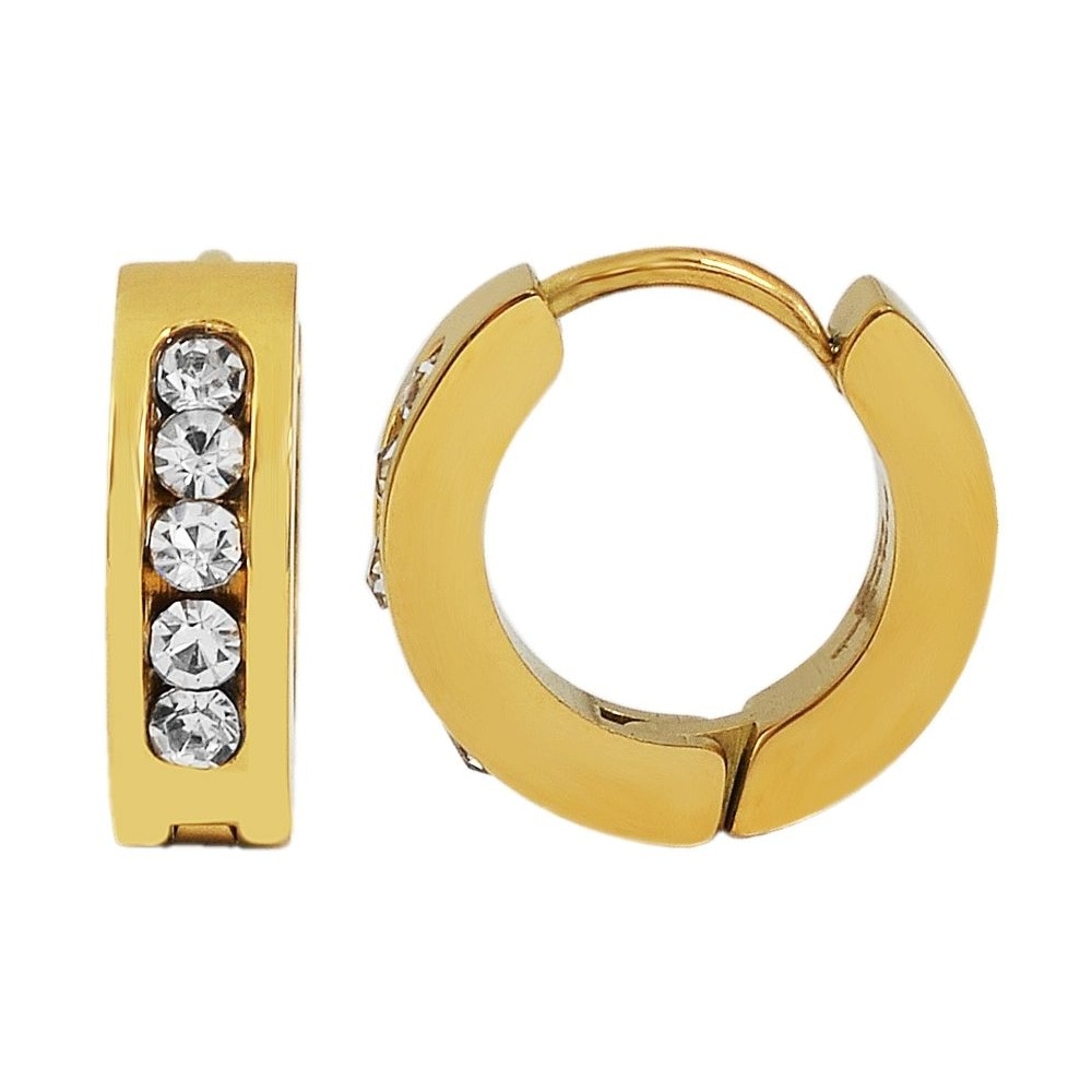 Adelia´s Klappcreolen »Damen Ohrringe – Klappcreole aus Edelstahl mit Strass Steinchen« Schöne Geschenkidee zum Weihnachten