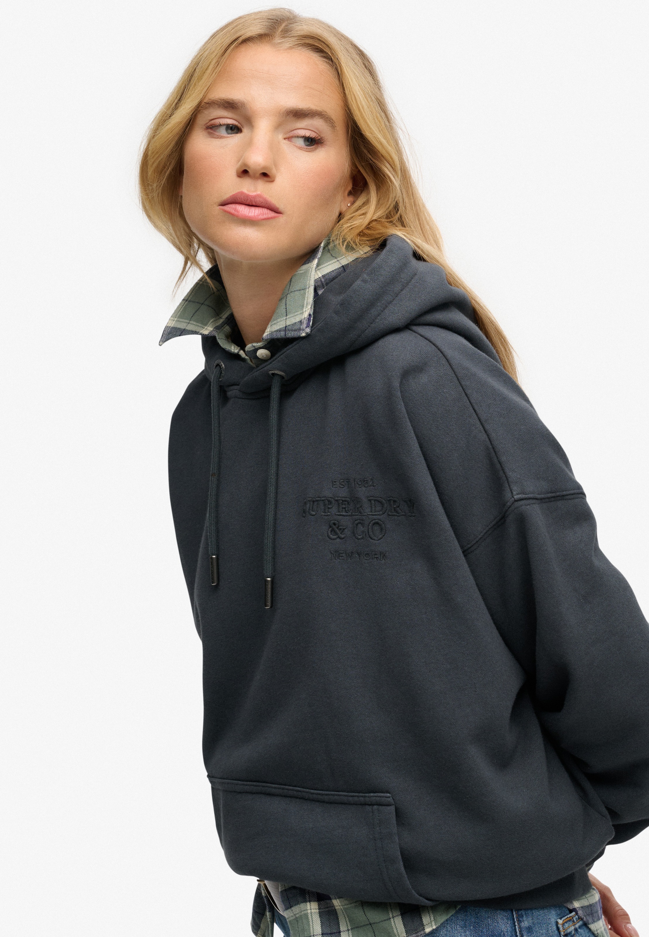Superdry Kapuzensweatshirt "Luxe Casual Emb Relaxed Hood", Baumwolle, overs günstig online kaufen