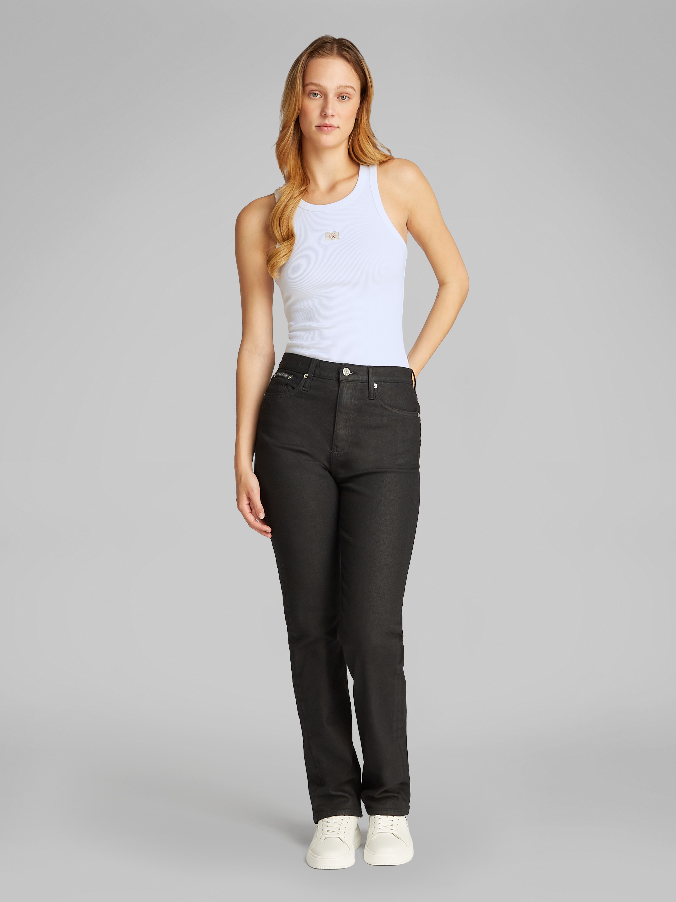 Calvin Klein Jeans Tanktop »WOVEN LABEL RIB TANK TOP«, mit Logodruck