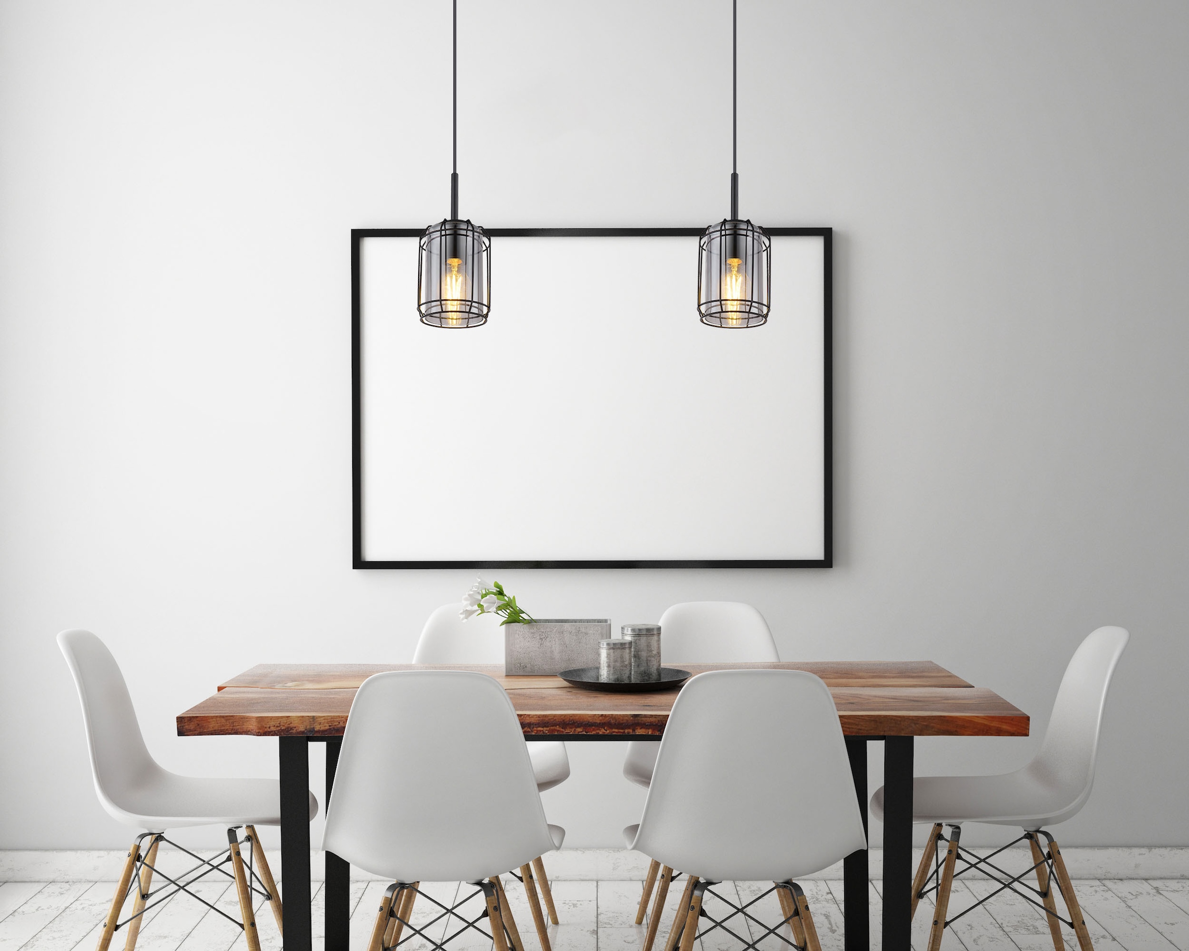 GLOBO LIGHTING Hängeleuchte »KAMMI«, Leuchtmittel E27 | ohne Leuchtmittel, Hängelampe/Pendelleuchte/Glas rauchfarben/Metall/Wohnzimmer/Esszimmer
