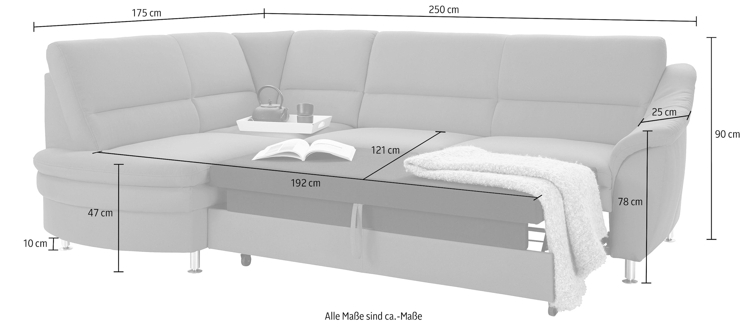 sit&more Ecksofa »Cardoso L-Form«, mit Federkern, wahlweise mit Bettfunktion und Schubkasten