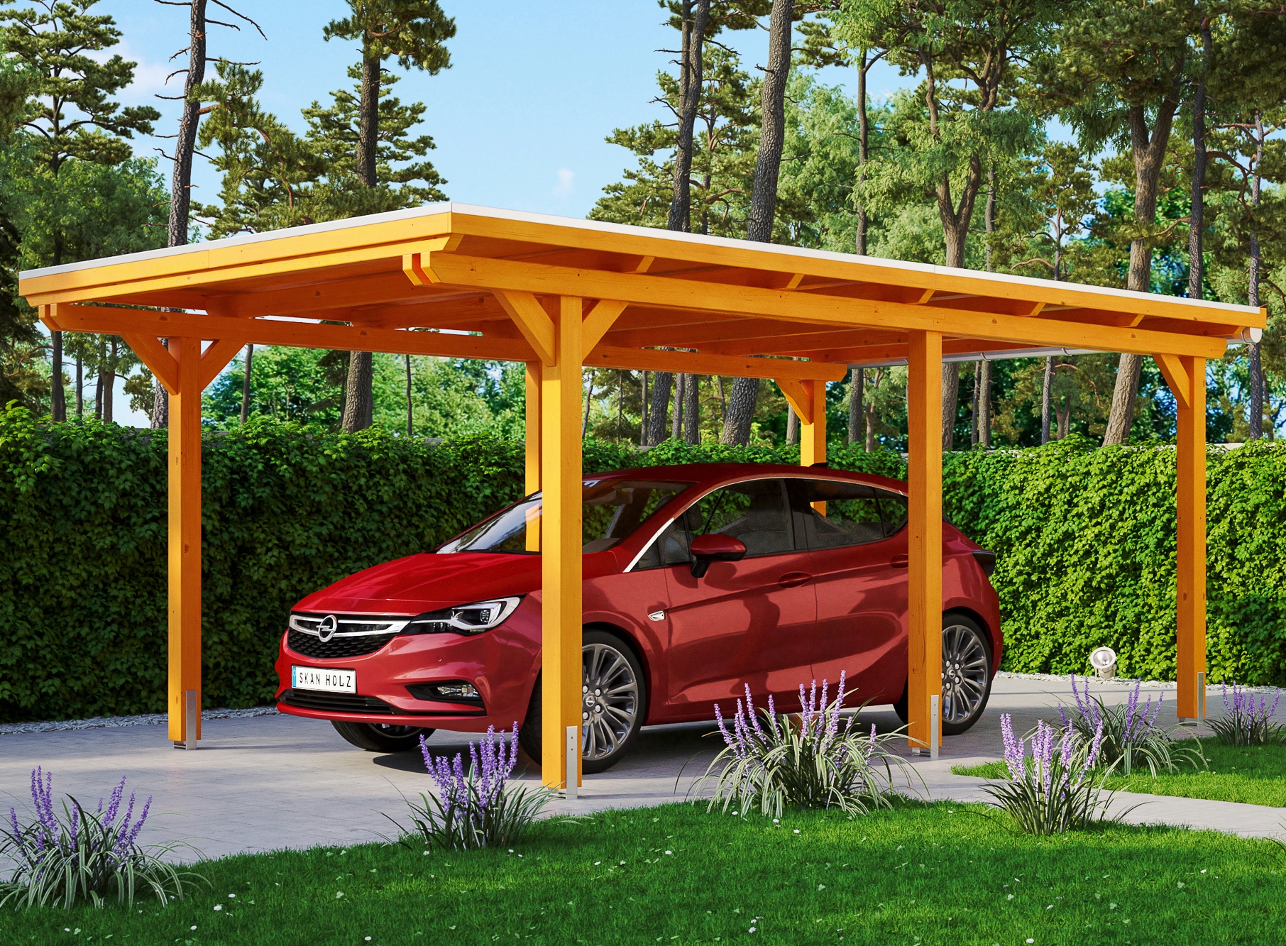 Skanholz Einzelcarport "Emsland" Leimholz 291 cm hellbraun