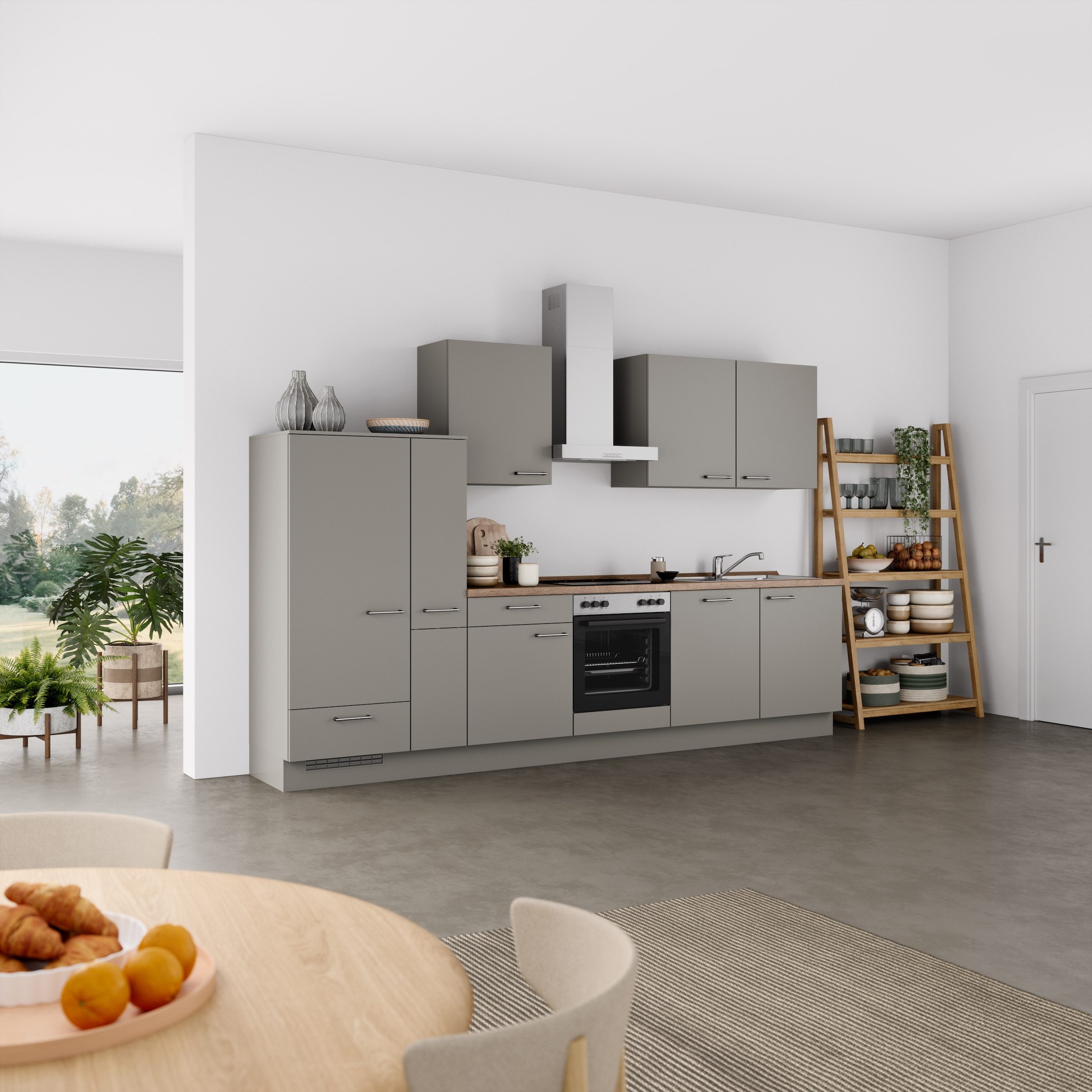 nobilia® Küchenzeile »"Laser I"«, vormontiert, Ausrichtung wählbar, Breite 330 cm, wahlw. mit E-Geräten