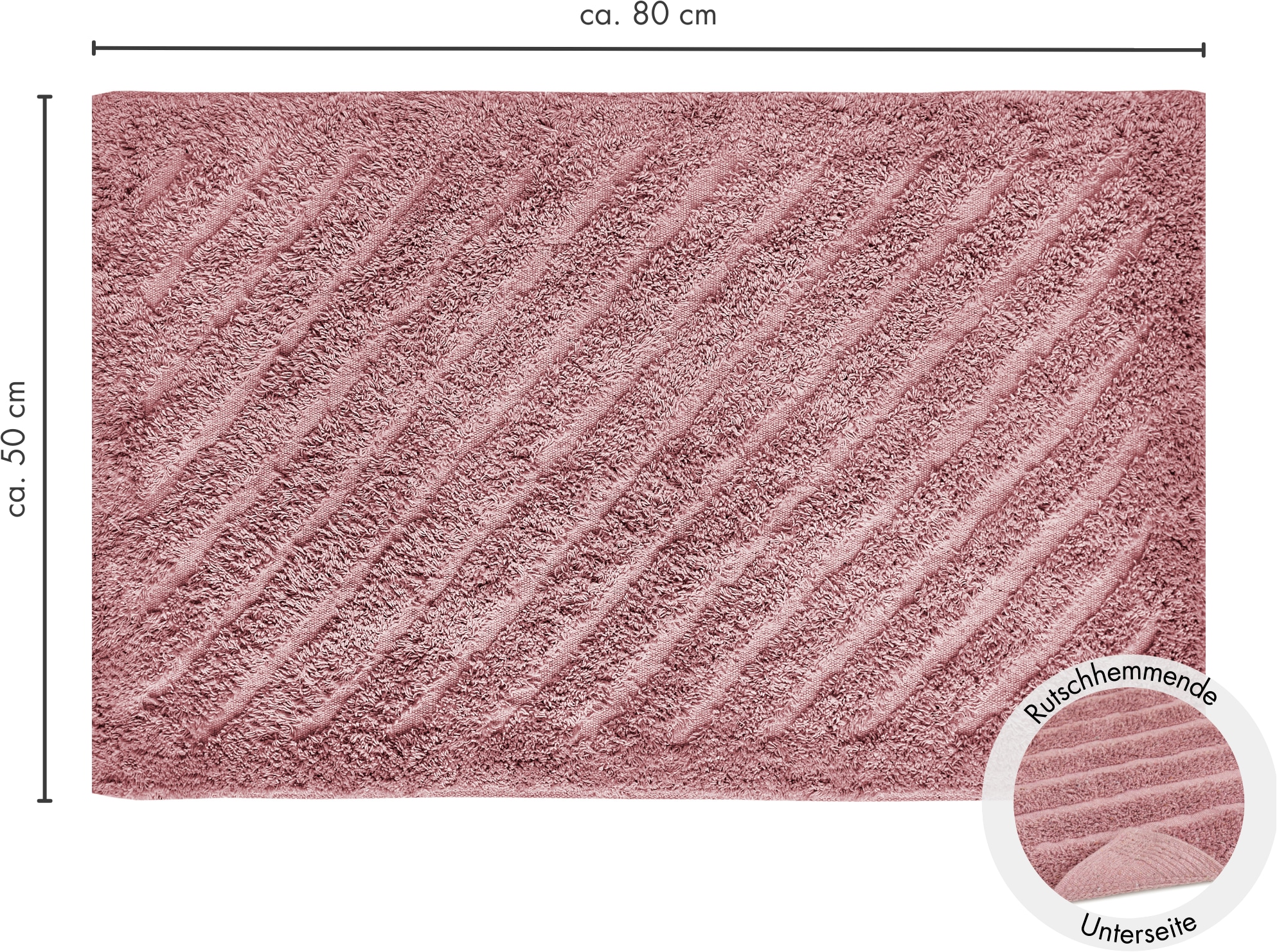 Andiamo Badematte »Havanna, 50x80 cm«, fußbodenheizungsgeeignet-schnell trocknend, Badteppich, Uni Farben, Hoch-Tief Effekt, verschiedene Designs