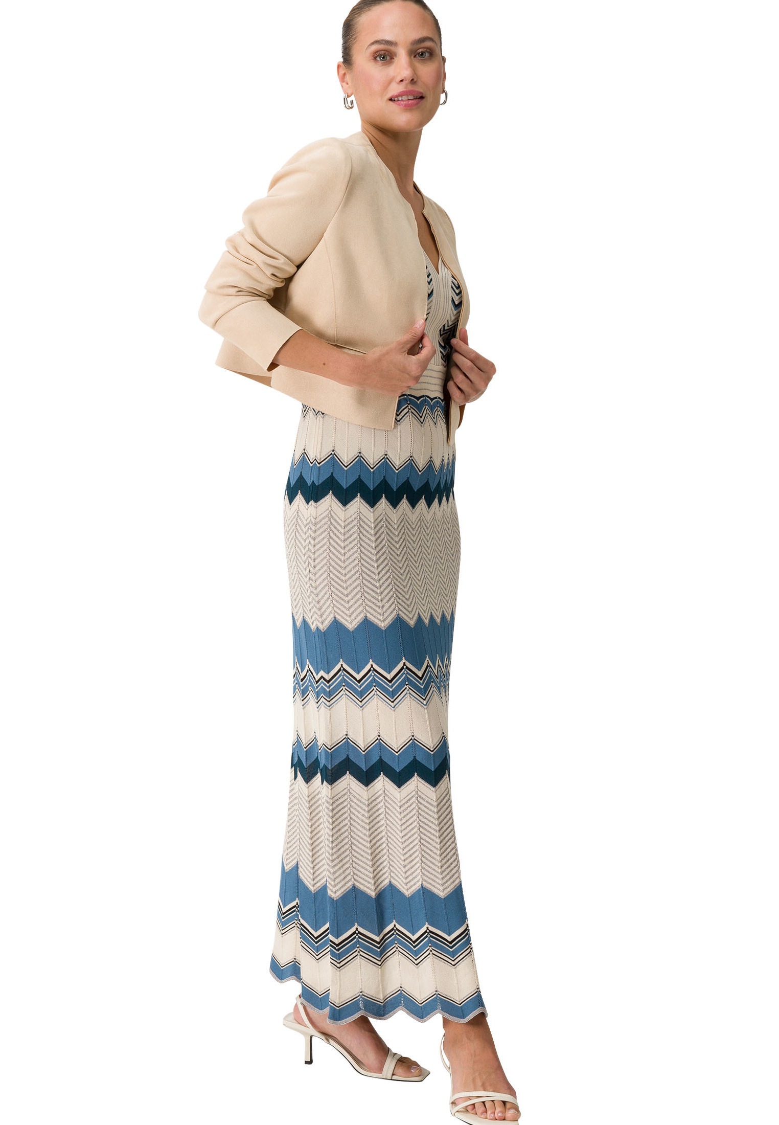 Zero Maxikleid »zero Maxikleid mit Glitzerfäden«, Falten
