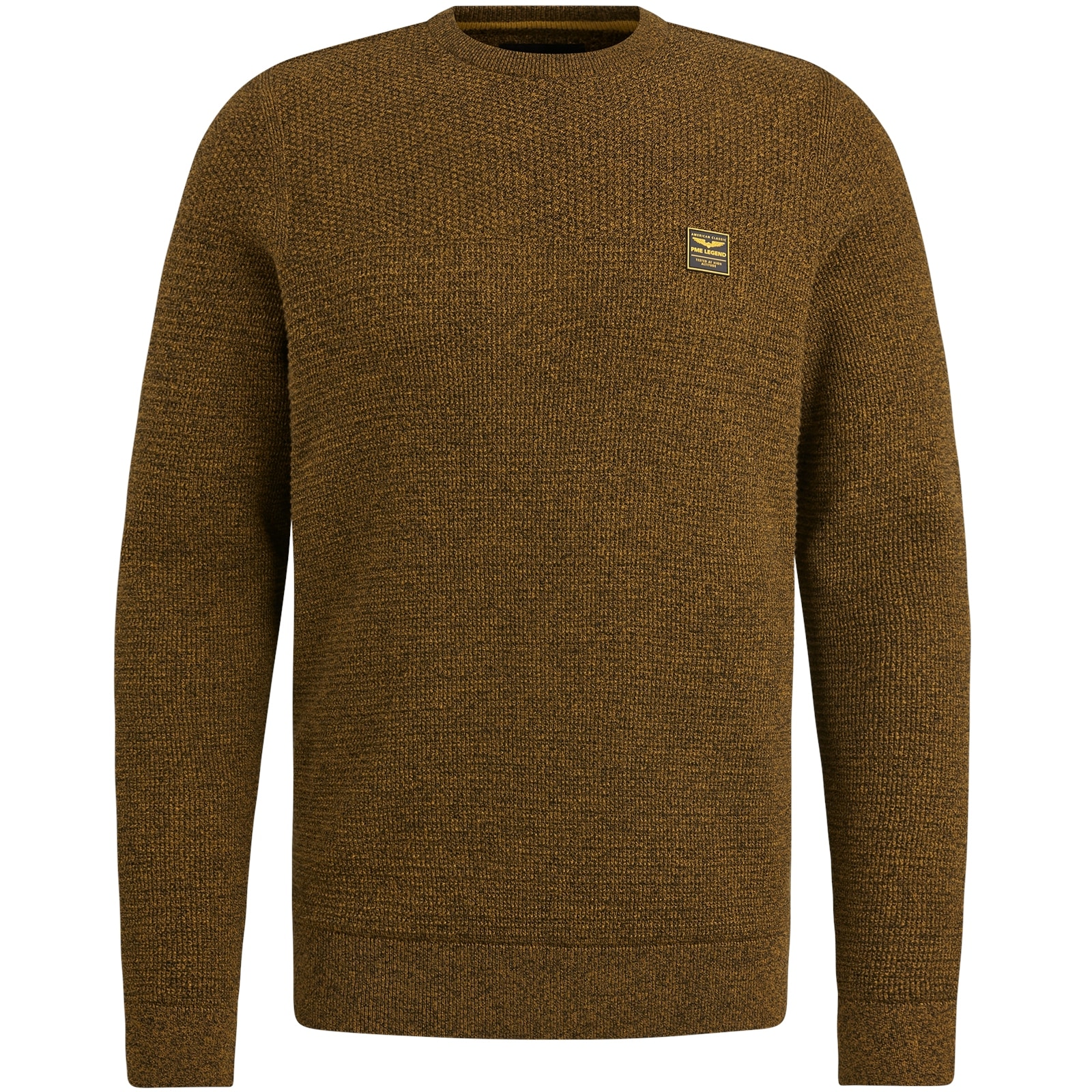 PME LEGEND Rundhalspullover »Crewneck collar cotton mouline«, mit Logostickerei