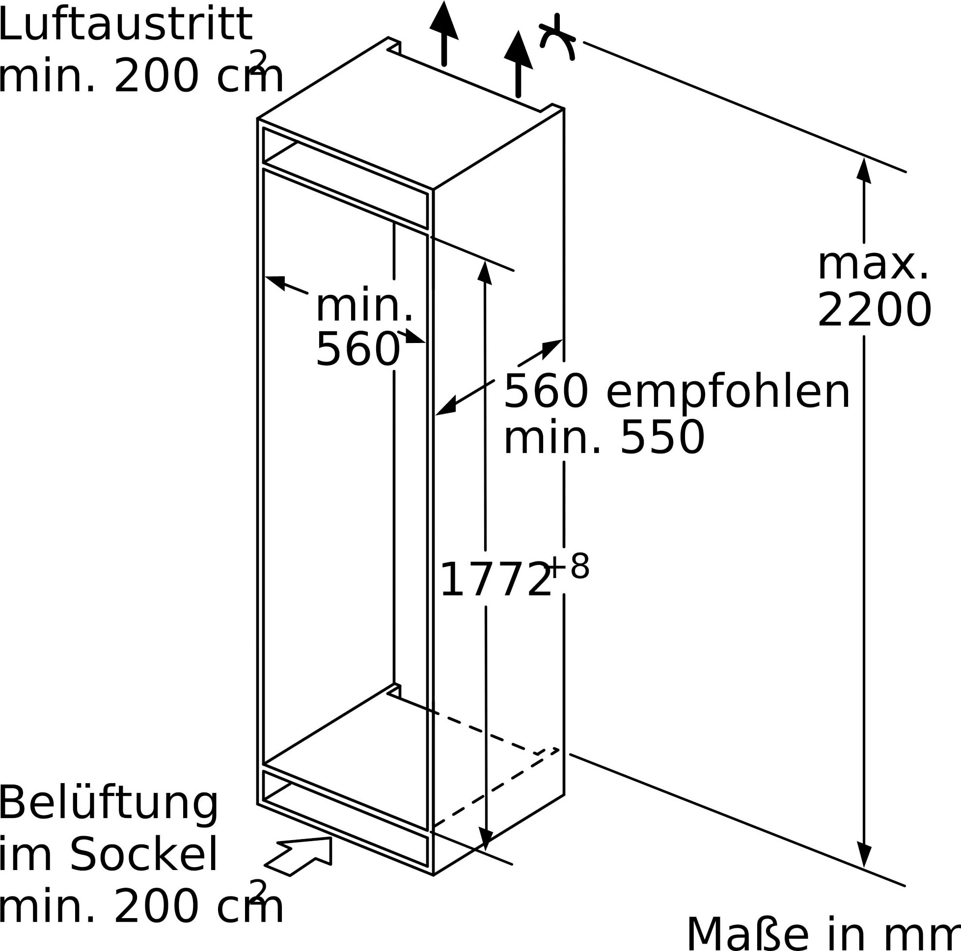 NEFF Einbaukühlschrank »KI1813FE0«, KI1813FE0, 177,2 cm | cm BAUR 56 hoch, breit