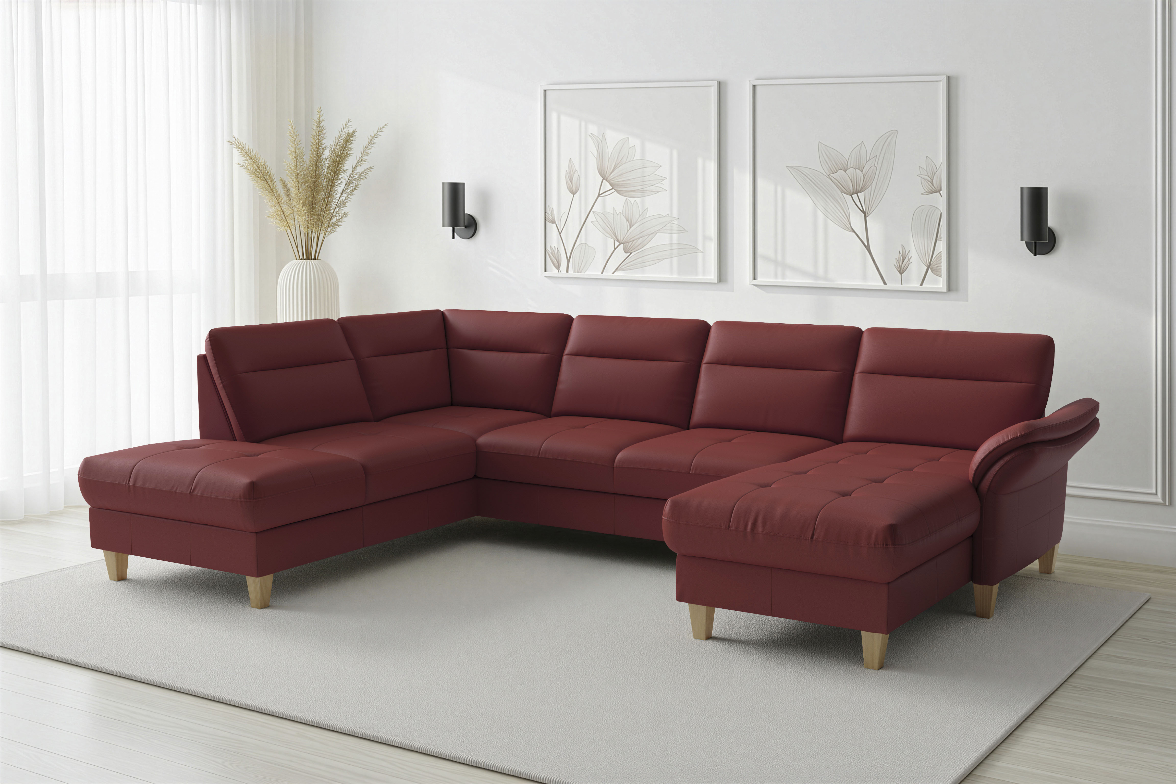 sit&more Wohnlandschaft "Pamela U-Form, B: 292 cm, optional Schlaffunktion & Bettkasten, Leder"