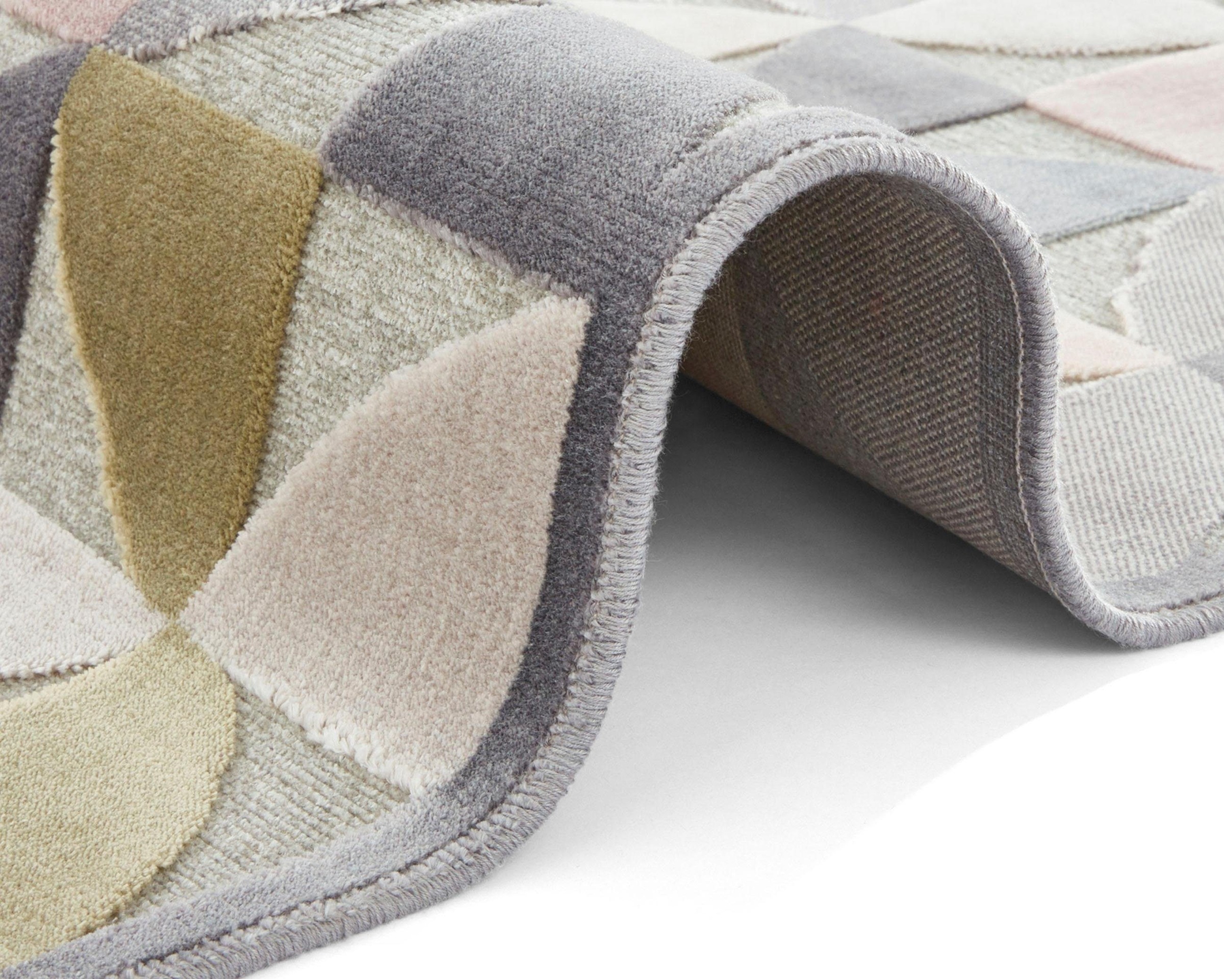ELLE DECORATION Läufer »Ailette«, rechteckig, 8 mm Höhe, Kurzflor, Velour, Geometrisches Muster, Hoch-Tief Struktur