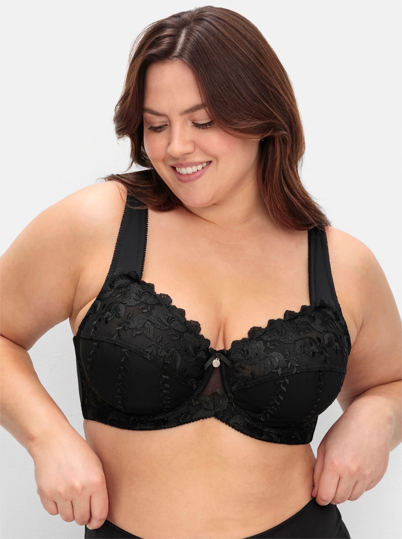 SHEEGO Damen Bügel-BH, Gr. 85, schwarz, 82% Polyamid, 18% Elasthan, BHs