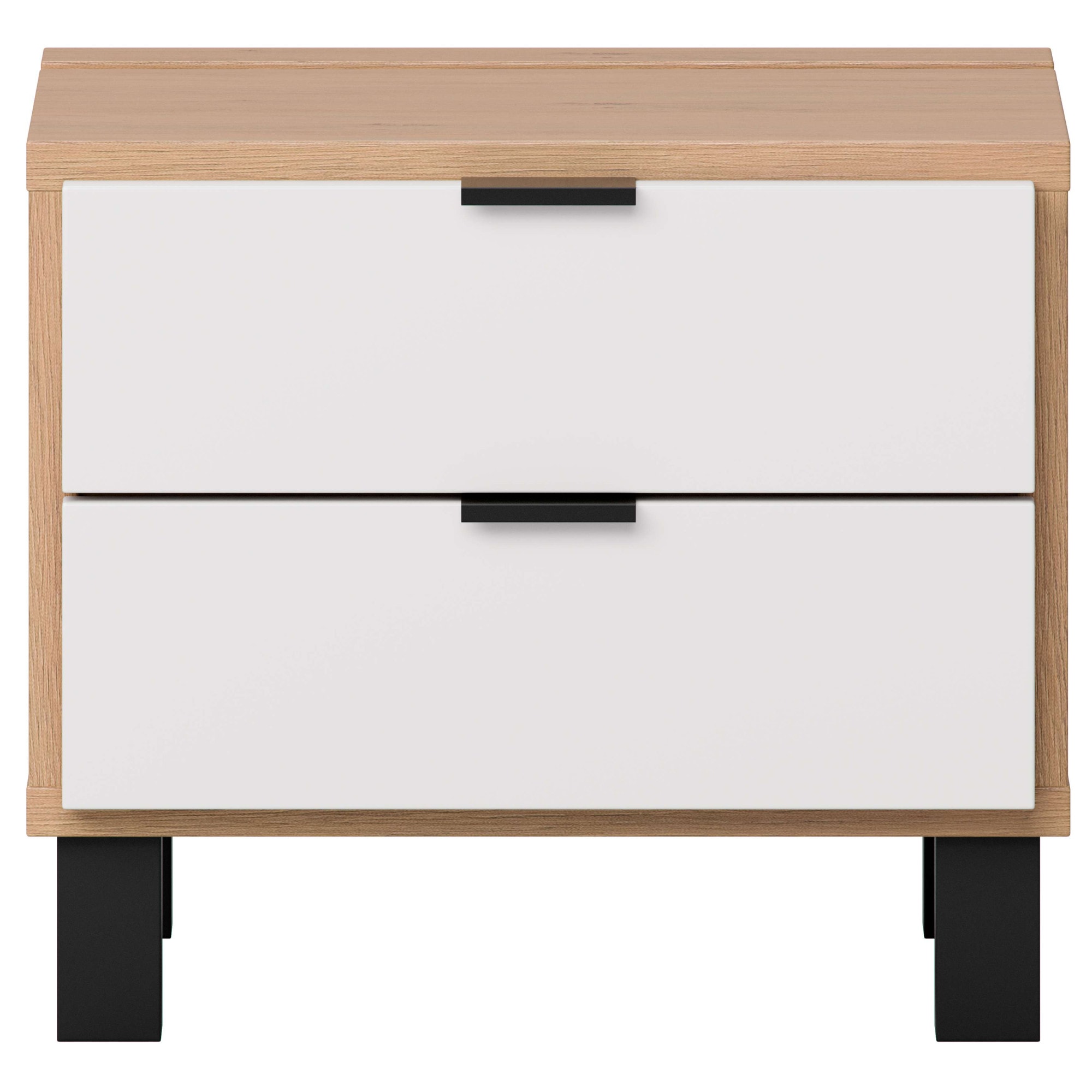VOX Nachttisch »SIMPLE, obere Schublade mit Beleuchtung, 2 Schubladen, Metallgriffe« B/T/H: 45/38/39 cm,  Nachtschrank in 3 Farben erhältlich, Metallgriffe