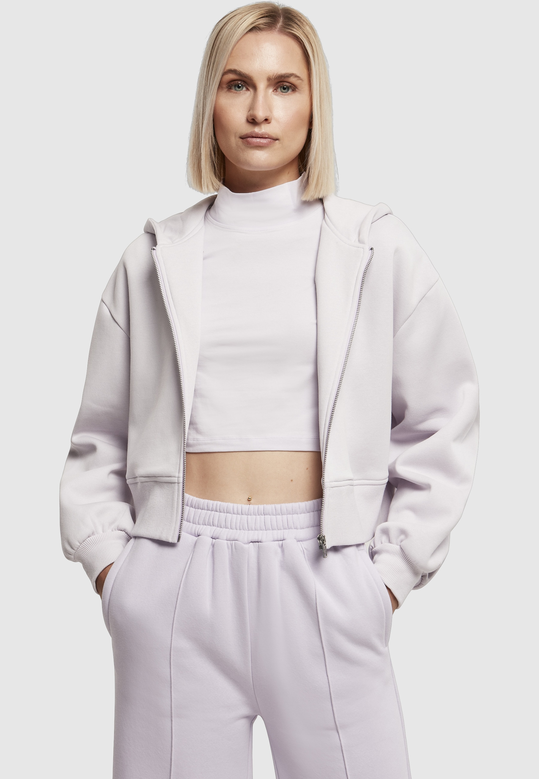 URBAN CLASSICS Sweatjacke »Urban Classics Damen Ladies Short Oversized Zip Jacket« 1 Stk.