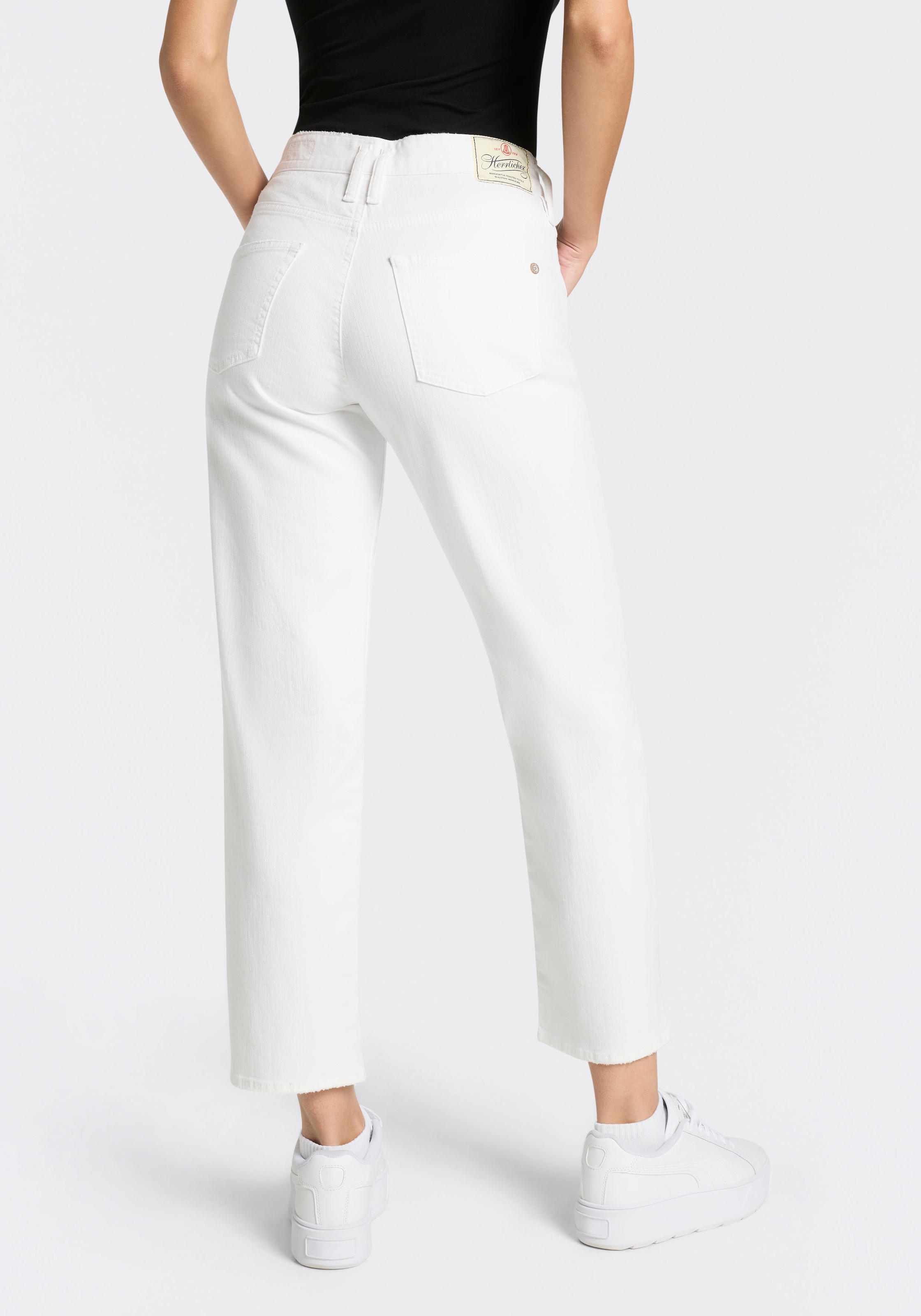 Herrlicher Straight-Jeans »Breezy Cropped Denim White Stretch« High Waist