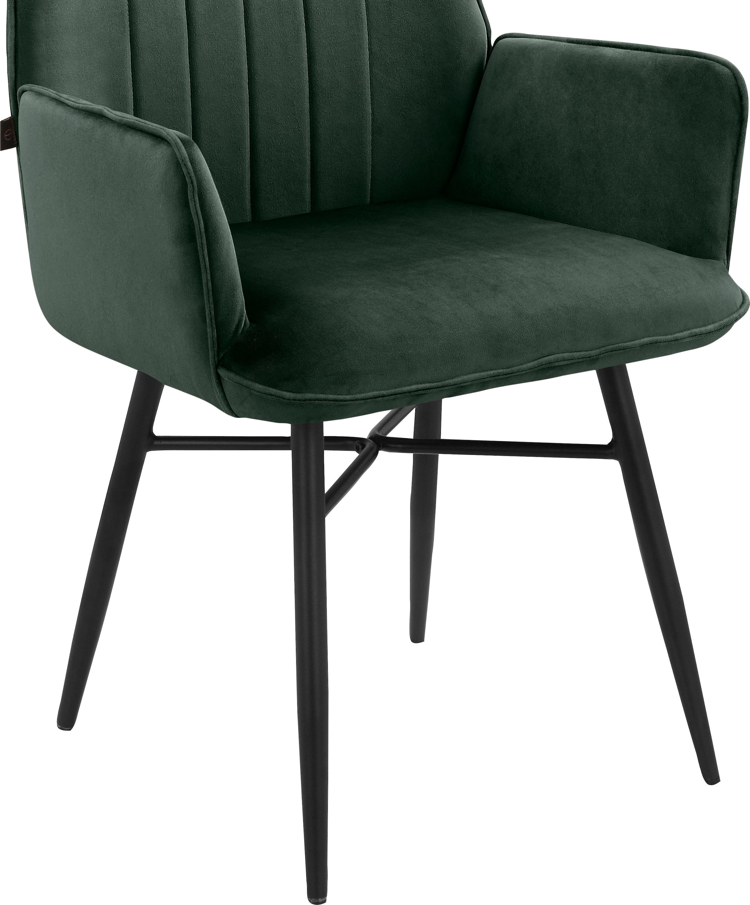 Leonique Esszimmerstuhl »Hrodwyn«, 2 St., Veloursstoff, Sitz gepolstert, mit horizontale Nähten am Rücken, Sitzhöhe 52 cm