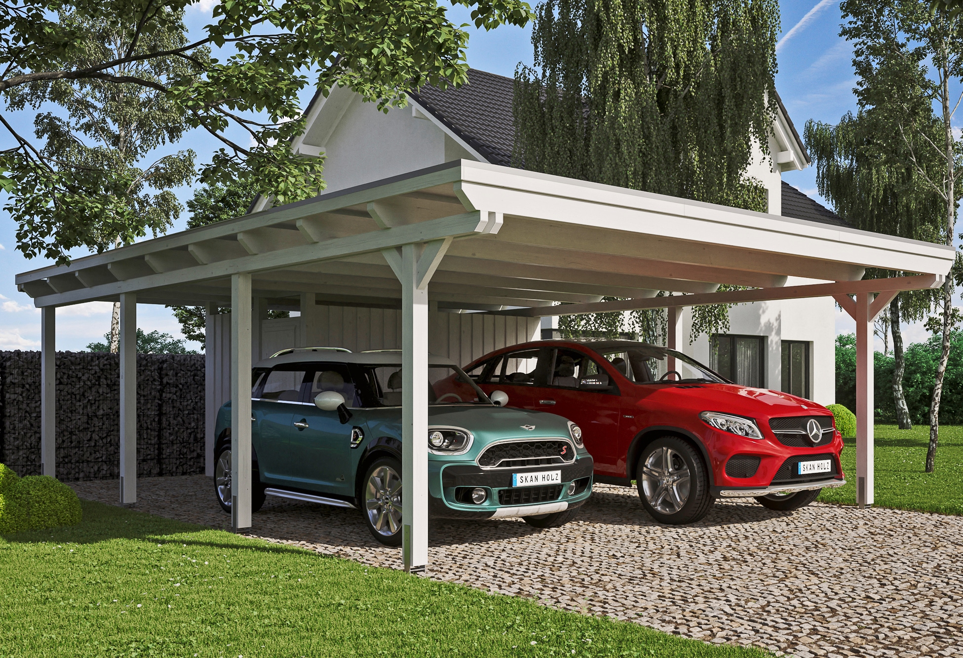 Skanholz Doppelcarport "Emsland" Leimholz 550 cm weiß