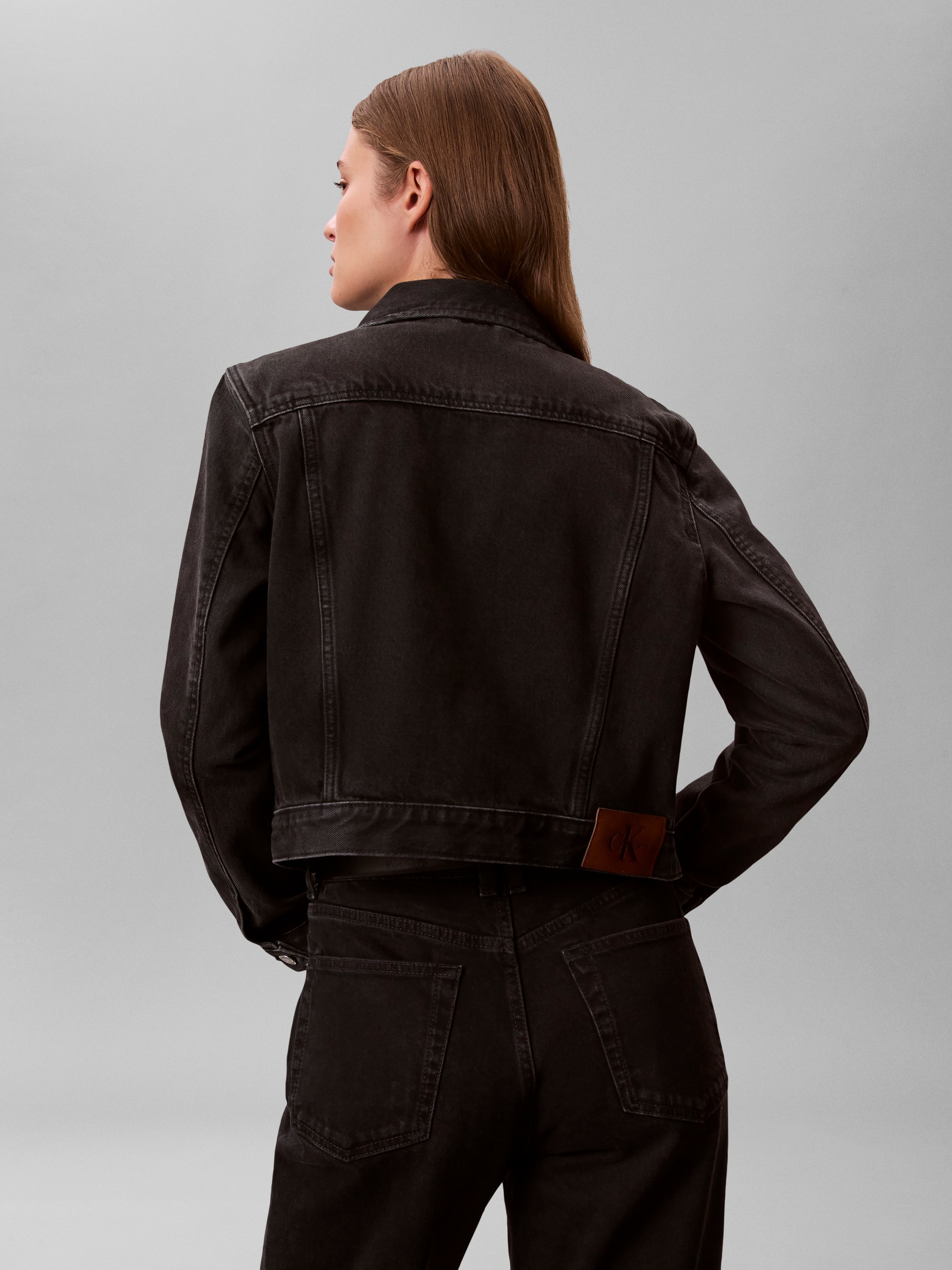 Calvin Klein Jeans Jeansjacke »CROP 90S« ohne Kapuze schmale, kurze Passform, used-washed