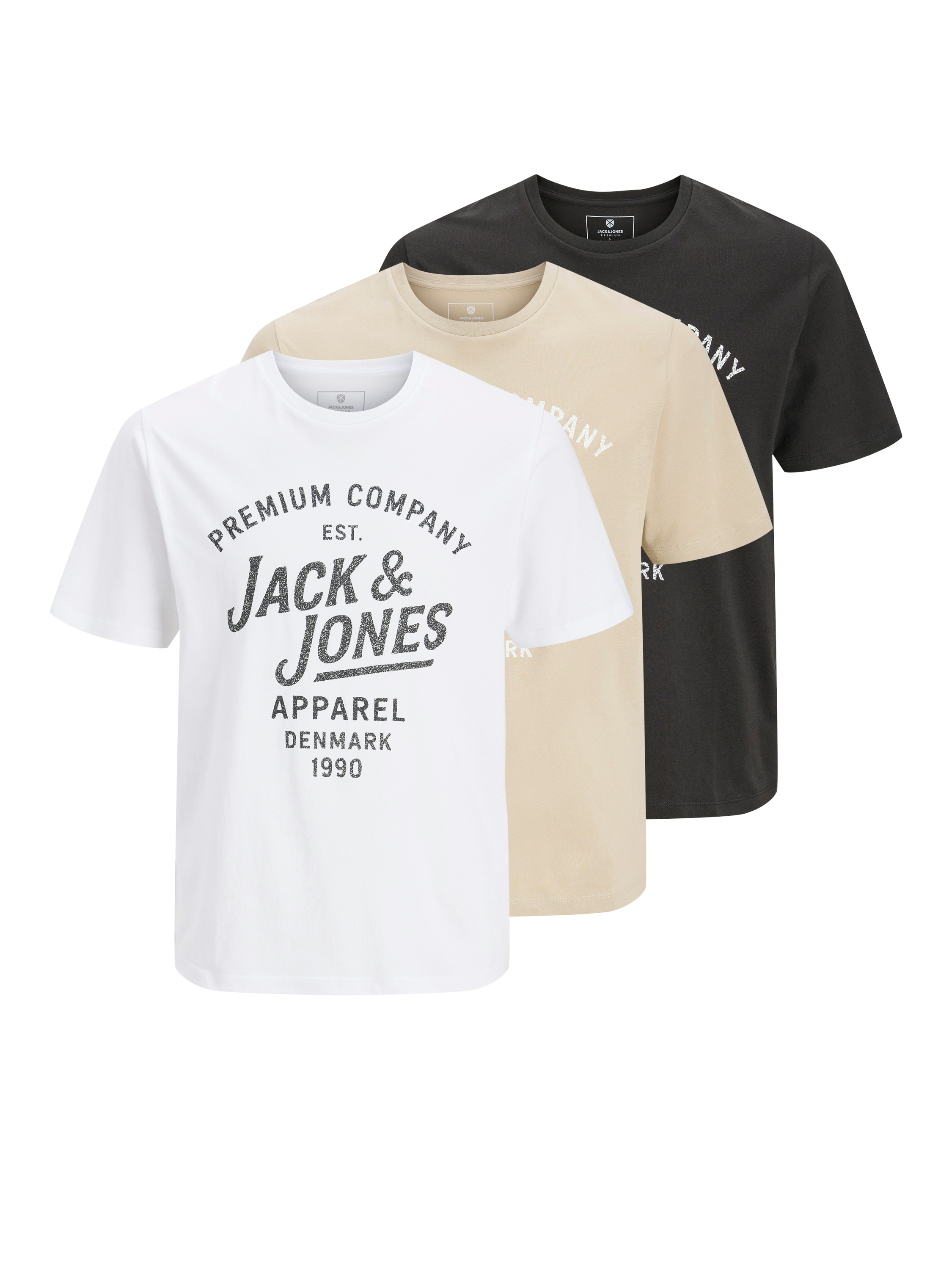 Jack & Jones Rundhalsshirt "Jprbluzane Ss Tee Fst 3PK Mp" Packung, 3