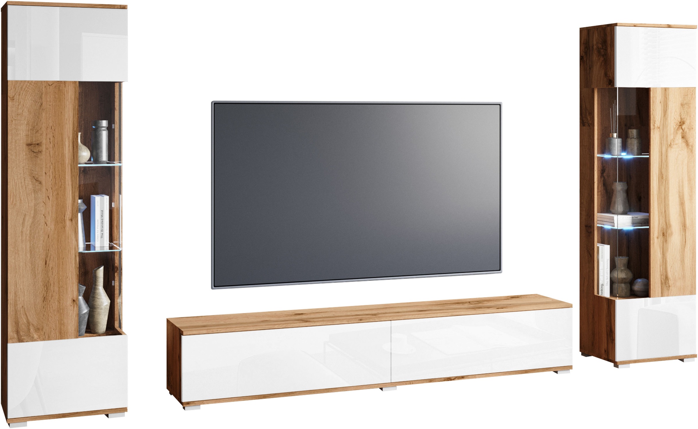 INOSIGN Wohnwand "Kenia, Vitrine Türanschlag links/rechts wechselbar", (3 S günstig online kaufen