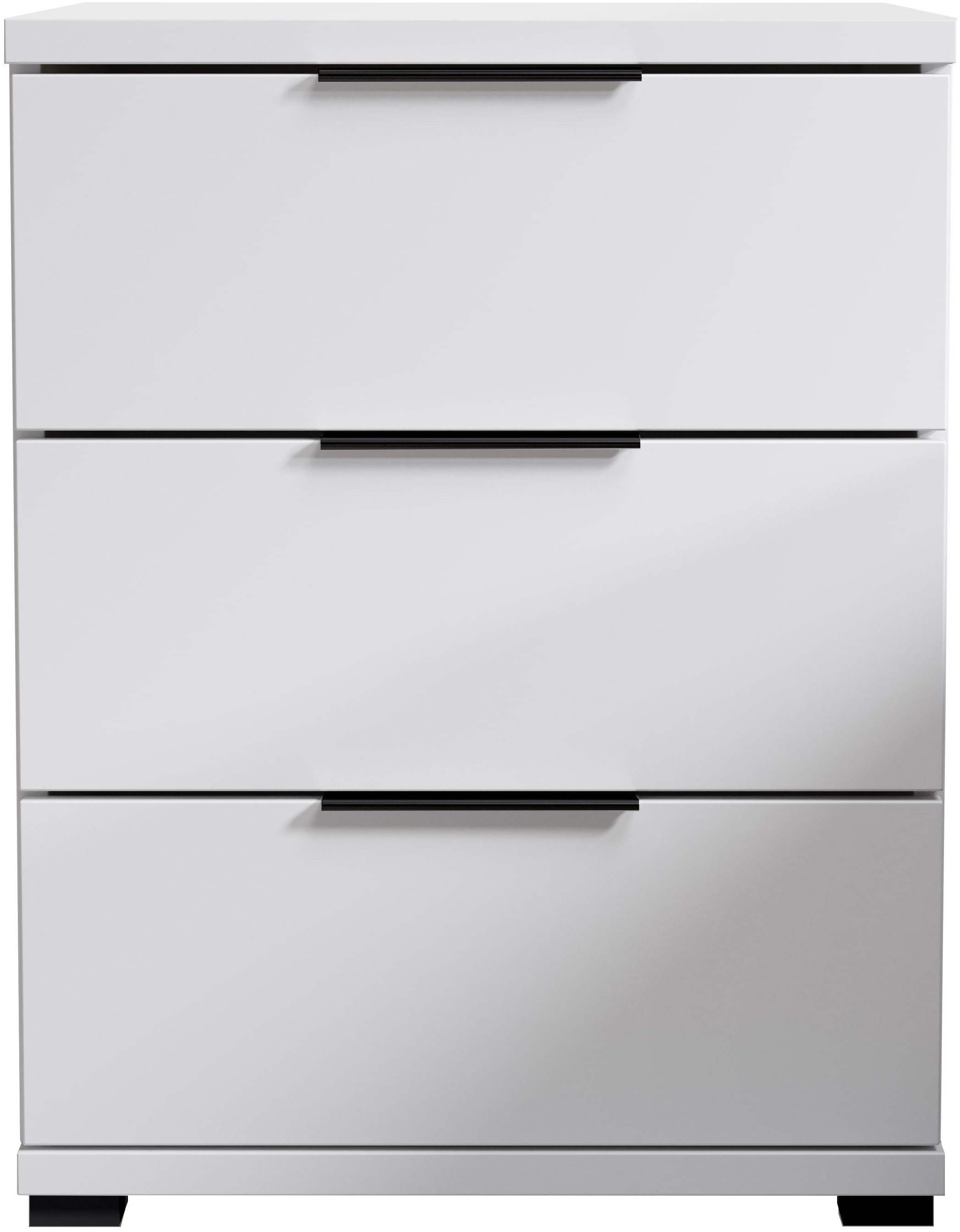 Schlafkontor Nachtkommode "Smilla Nachttisch, Nachtkonsole mit Schubkästen" Korpus melaminbeschichtet, silberfarbige oder schwarze Griffe