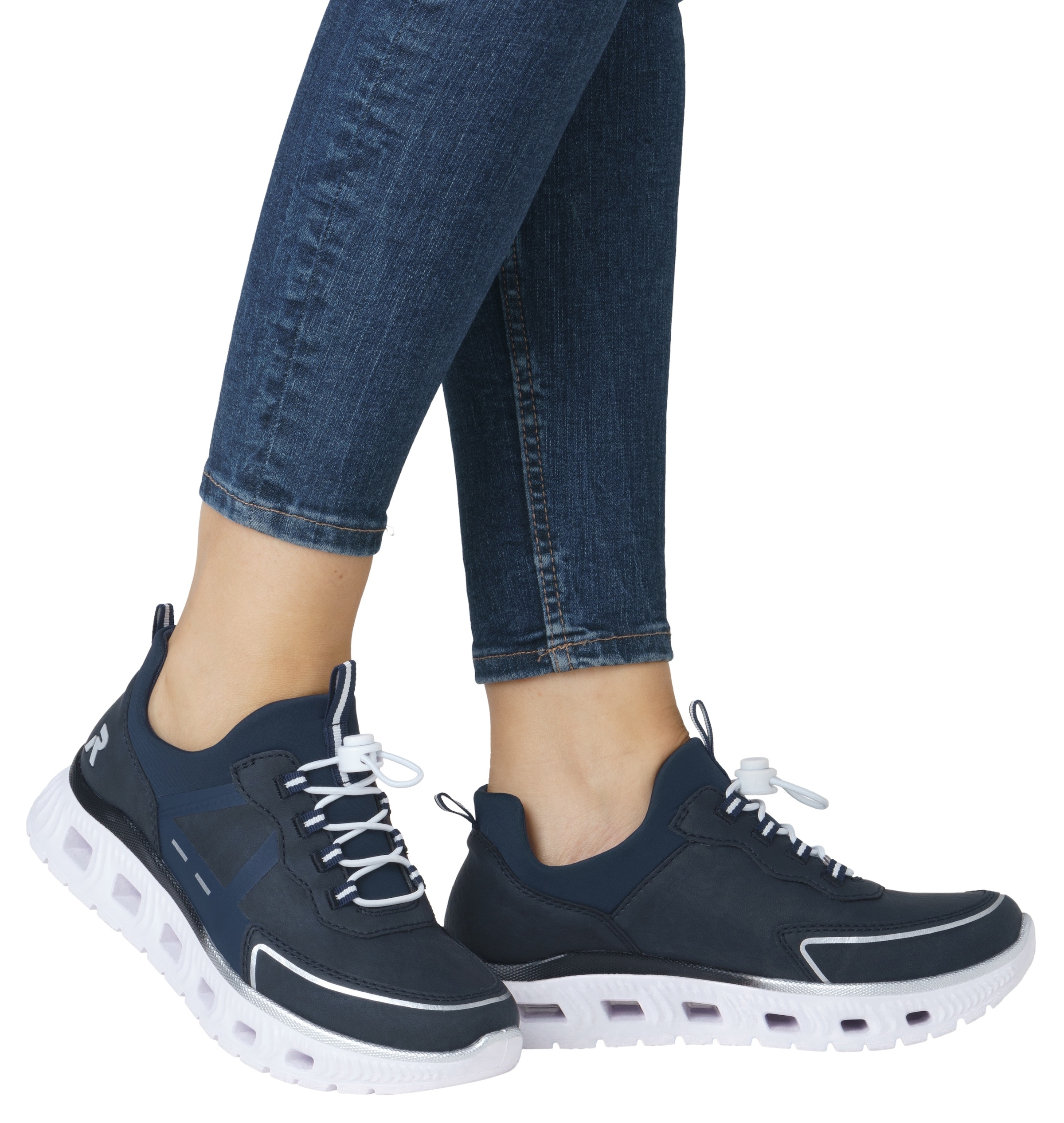 RIEKER Sport Slip-On Sneaker, Schlupfschuh, Halbschuh, Freizeitsneaker mit Schnellverschluss
