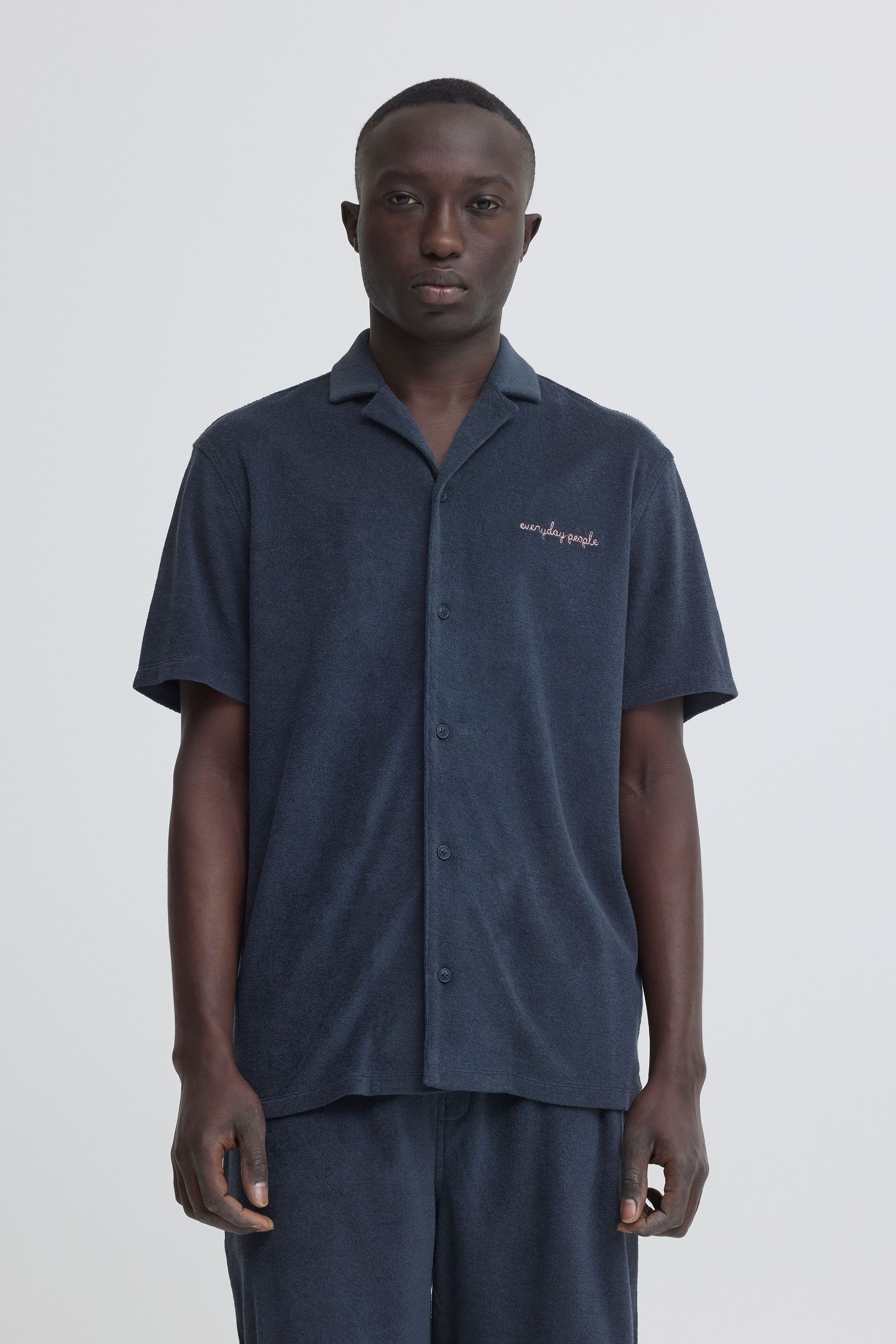 Blend Kurzarmhemd "BHBasti" Modernes Frottee-Hemd mit Stickerei günstig online kaufen