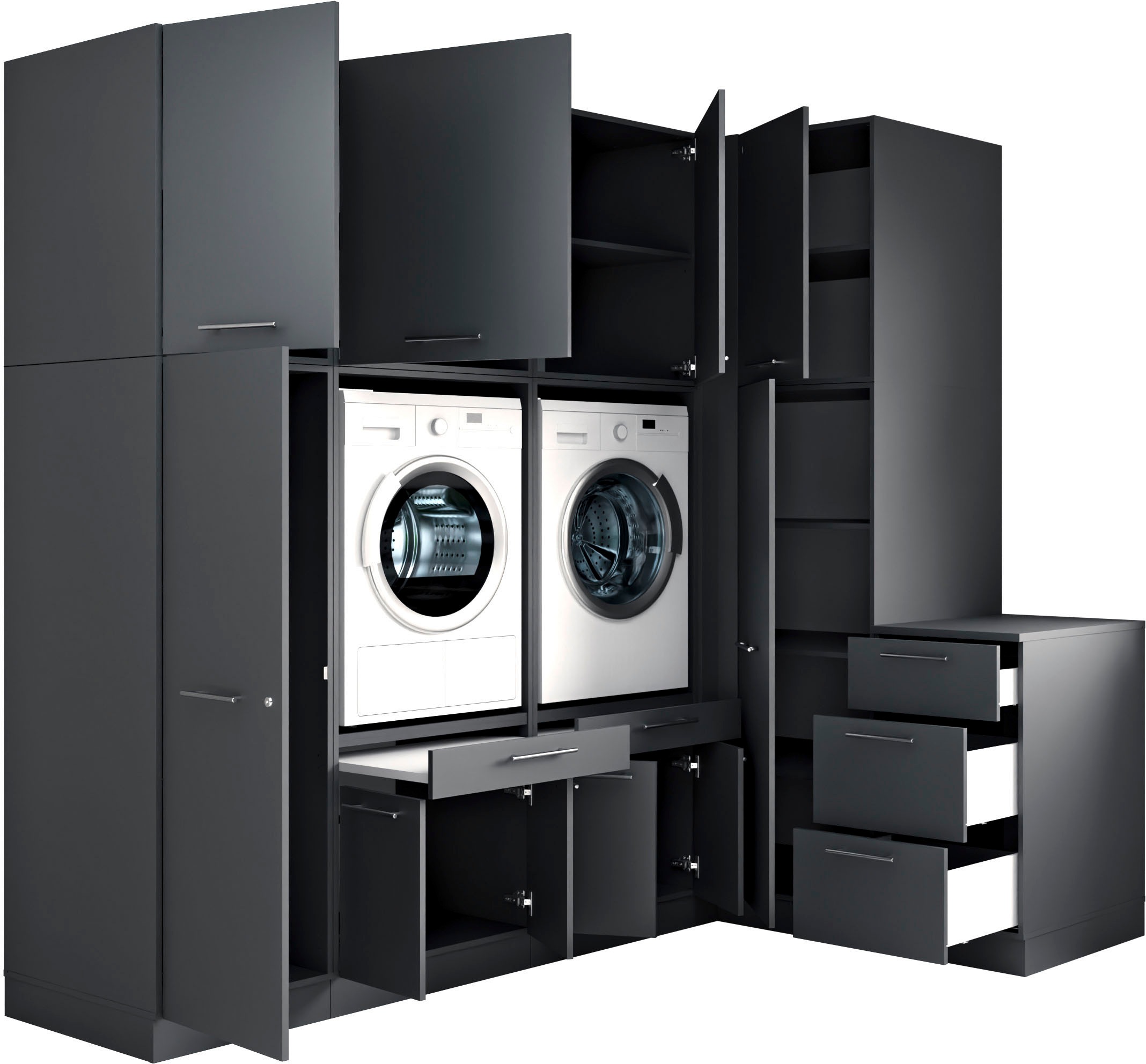 Laundreezy Mehrzweckschrank-Set »Laundreezy, 9-tlg. Mehrzweckschrank-Set B/H/T 253/238/68 cm« 9 Stk. tlg.