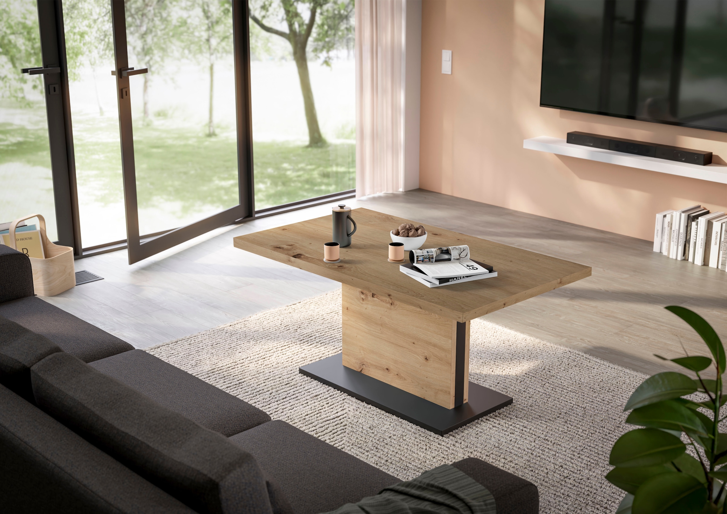 Mäusbacher Couchtisch »Lift Couchtisch«, höhenverstellbar von 49-68 cm, Breite 120 cm, Metallgestell