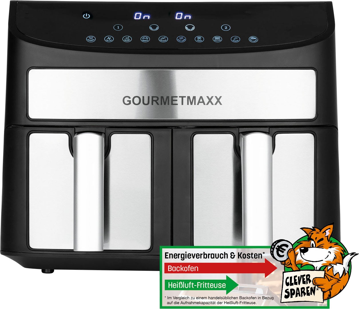 GOURMETmaxx Fritteuse »11339«, 2400 W, Zweikammer, 7l, Edelstahl/anthrazit