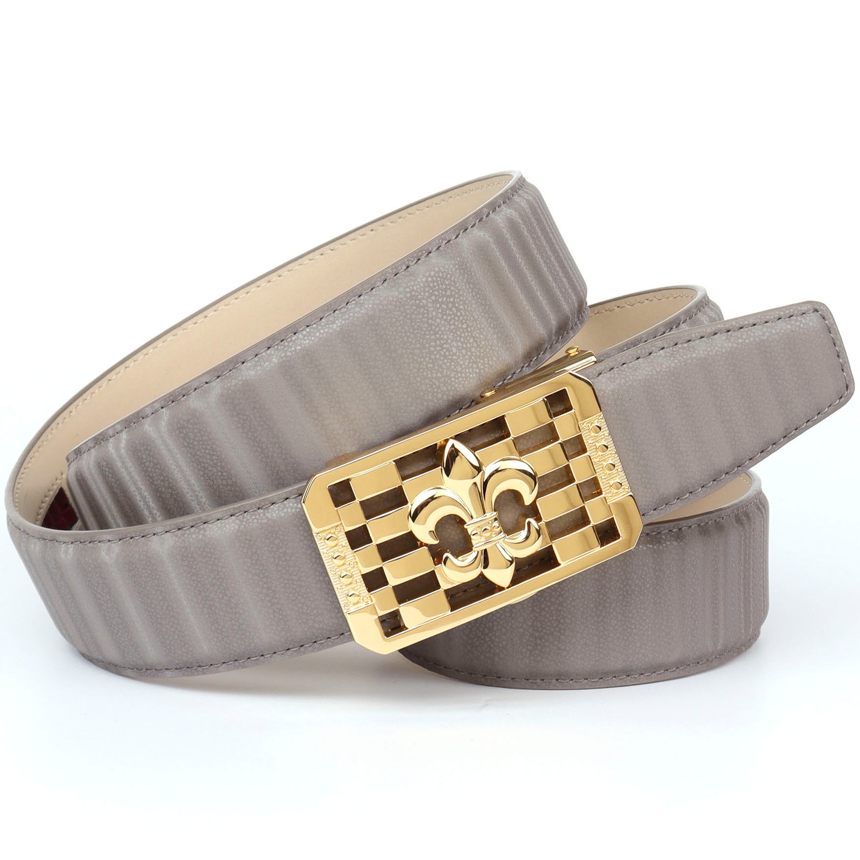 Anthoni Crown | online Lilien-Schnalle goldfarbener Ledergürtel, stilisierter bestellen mit BAUR