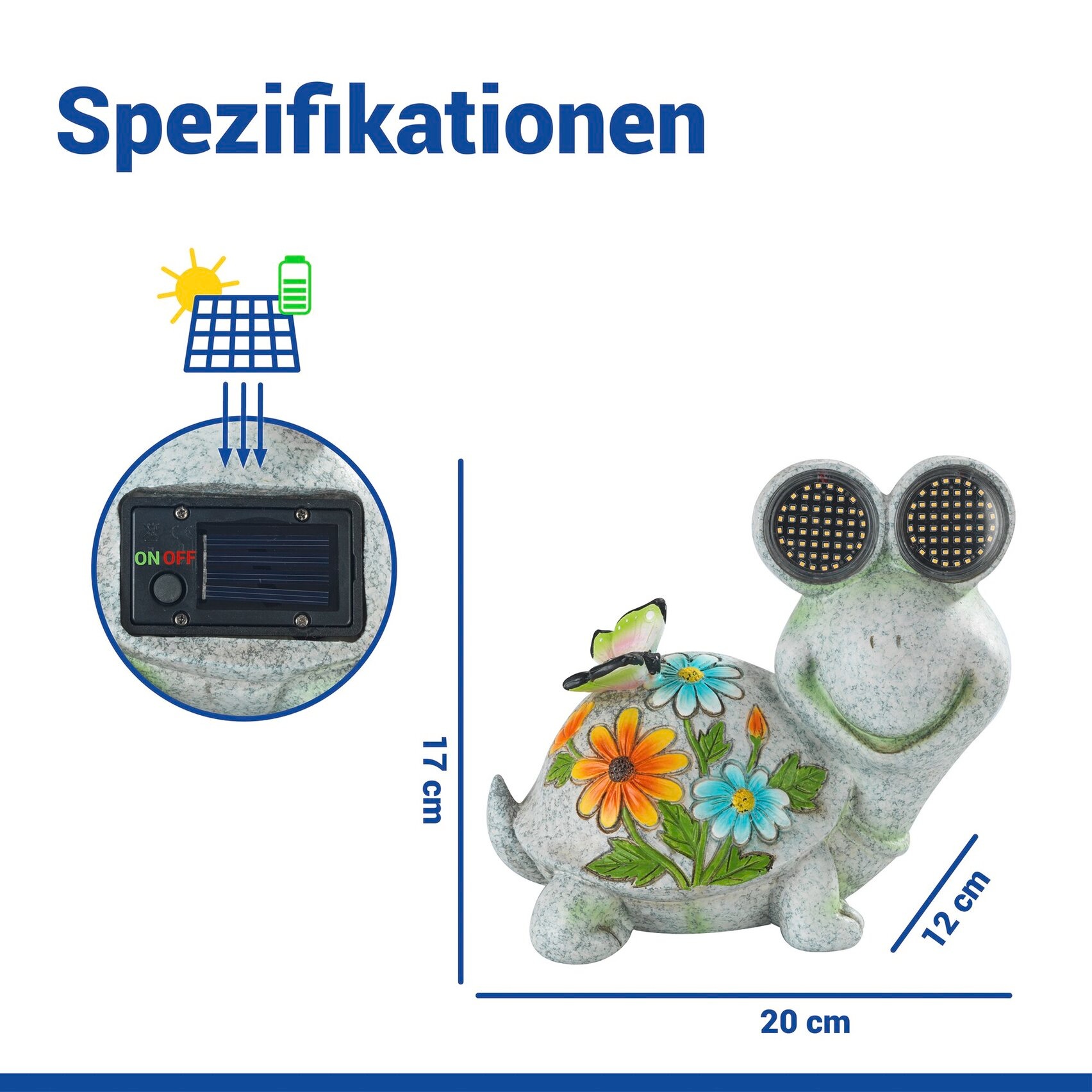 Maximex LED Dekofigur »Modell Blinky Eyes Schildkröte« Warmweiß solarbetriebene Gartenfigur mit leuchtenden Augen, für Garten & Balkon