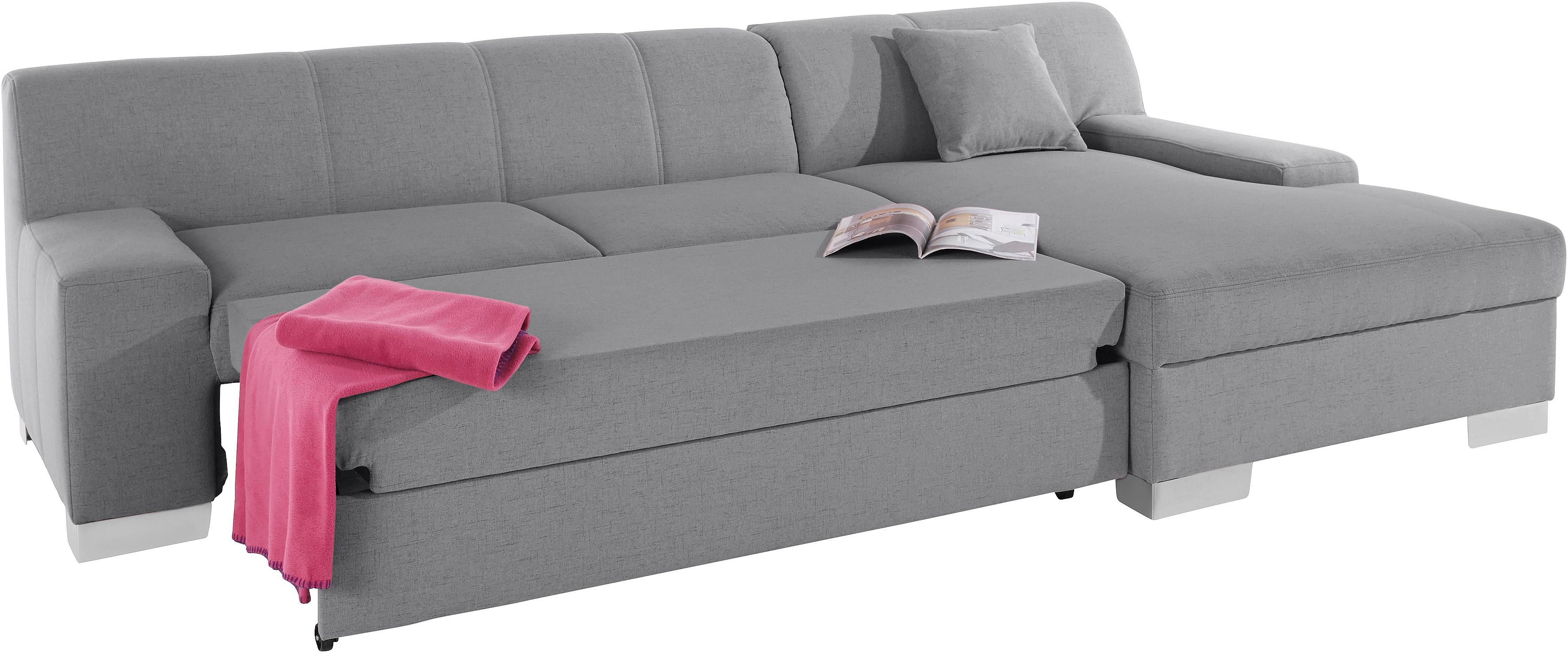 Thumbnail - DOMO collection Ecksofa "Bero, elegant und zeitlos, flache Armlehnen, L-Form", fester Sitzkomfort, wahlweise mit Bettfun...