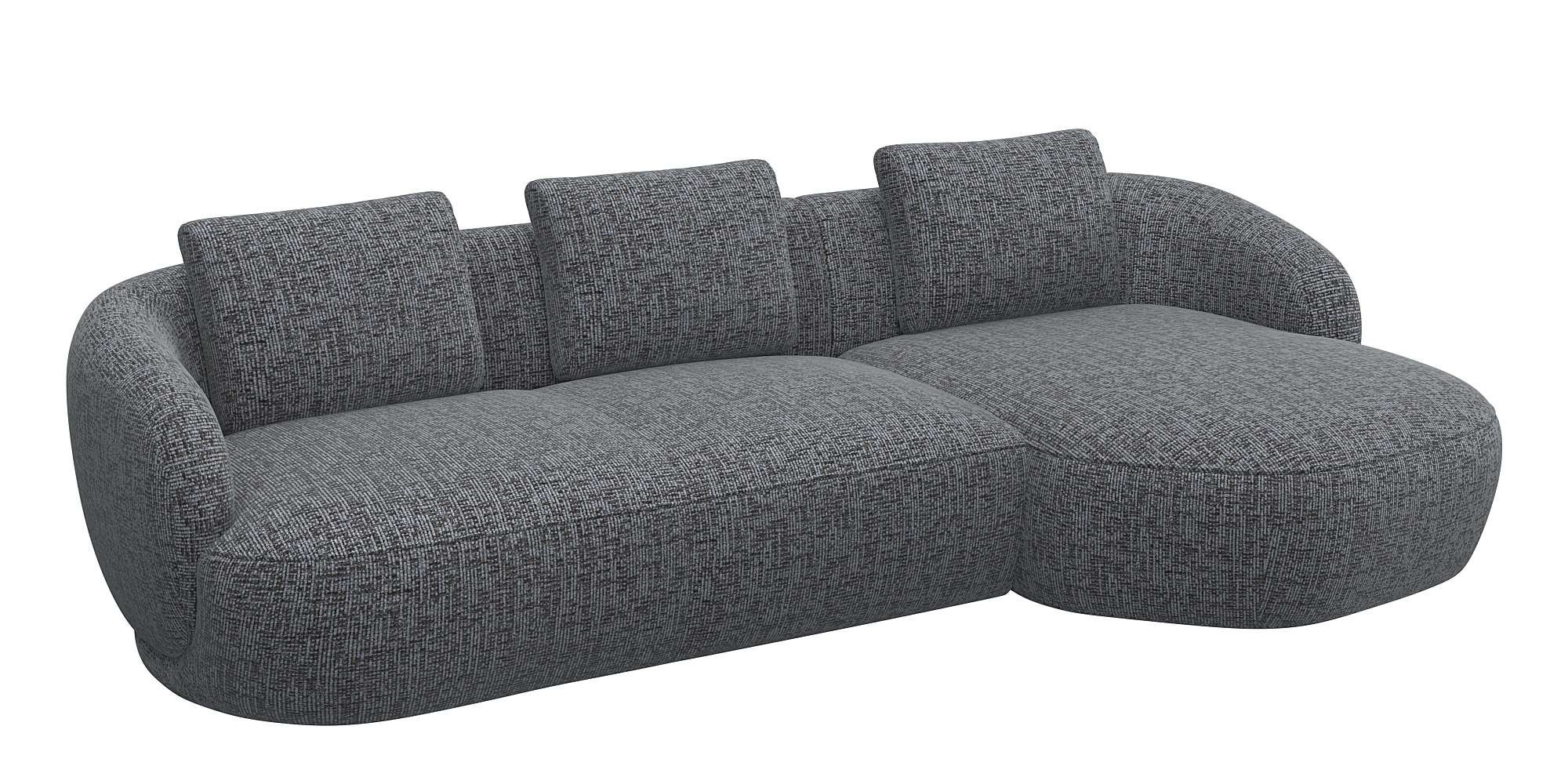 FLEXLUX Wohnlandschaft »Torino, rund, L-Form, Sofa-Ecke mit Recamiere, Longchair-Sofa«, Modernes, organisches Sofa-Design, Kaltschaum, Wellenunterfederung