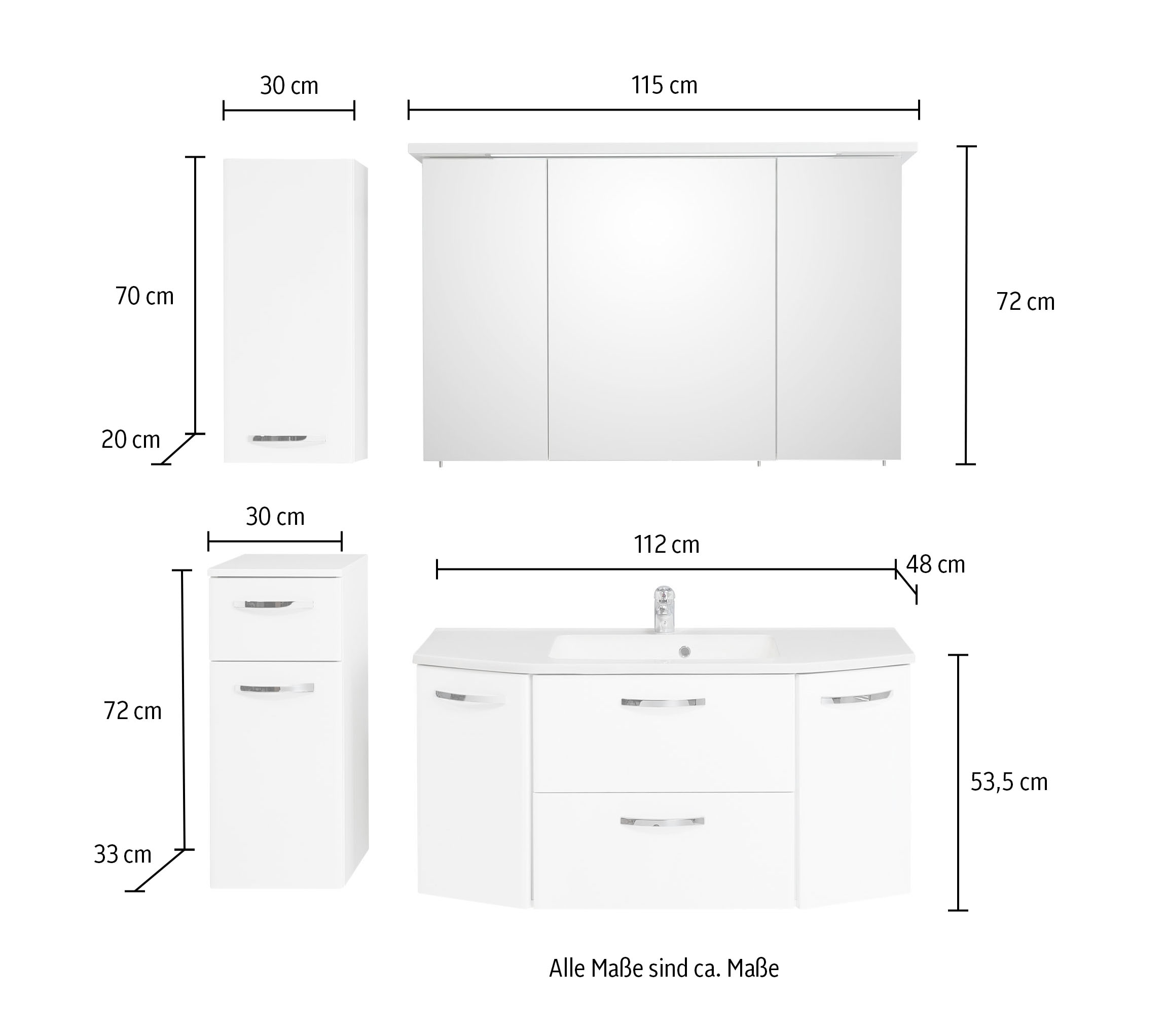 Saphir Badmöbel-Set »Quickset 326, 5-teilig, mit Mineralmarmorwaschtisch« 5 Stk. tlg.