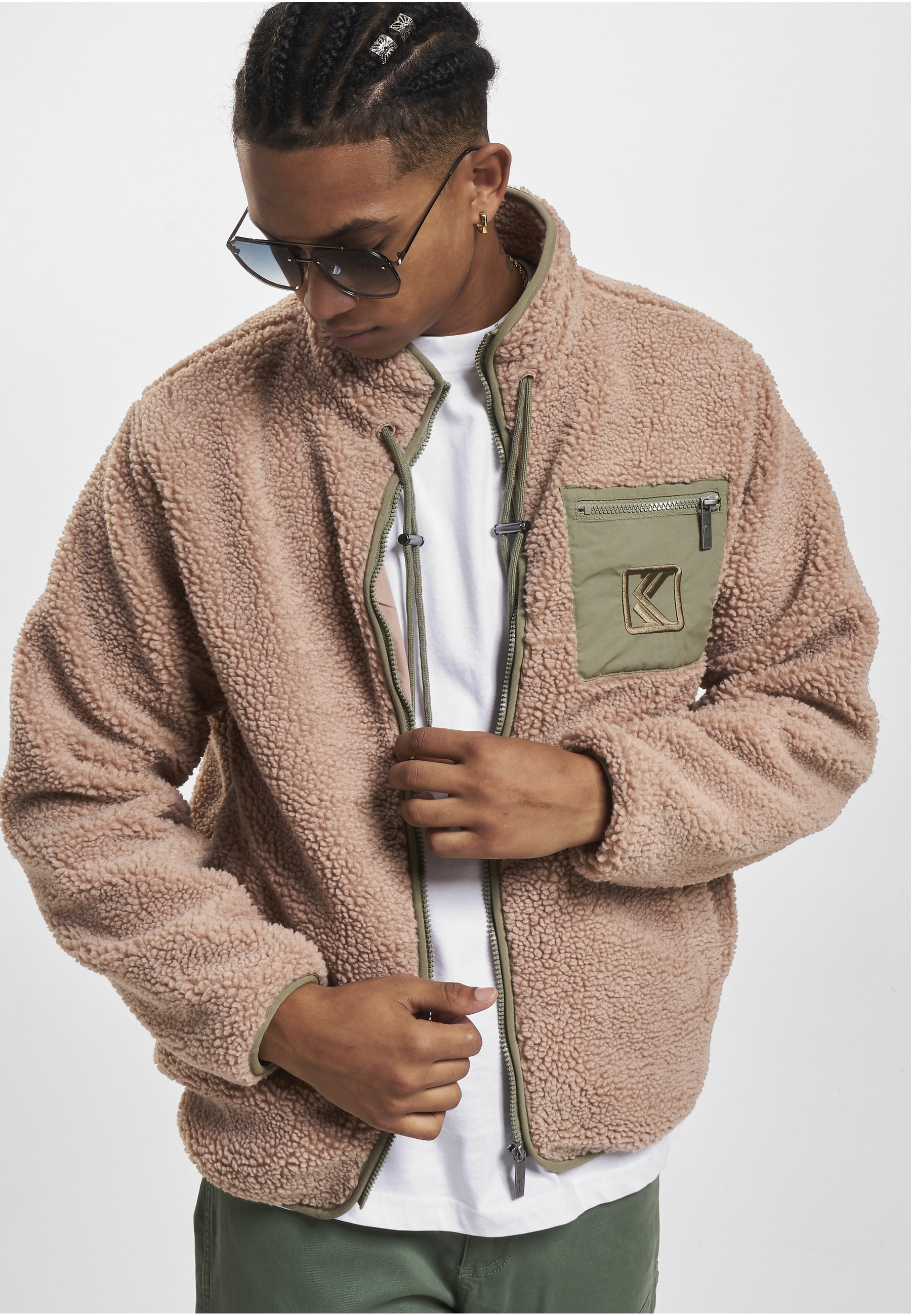 Thumbnail - Karl Kani Winterjacke "Karl Kani Herren KM234-007-1 KK OG Teddy Trackjacket" 1 Stk. tlg. ohne Kapuze