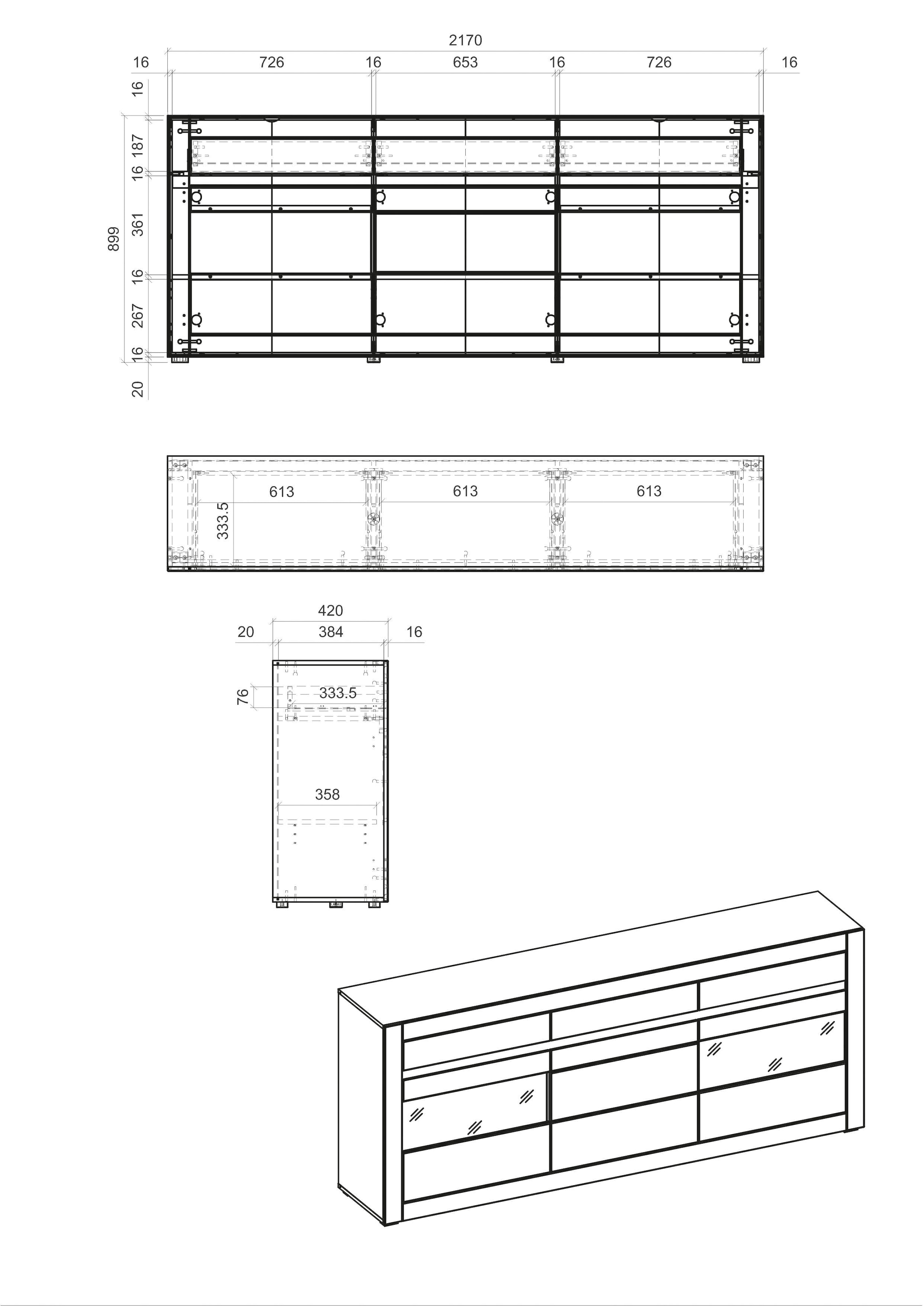 INOSIGN Sideboard »CASABLANCA«, Schubkästen und Türen mit Soft-Close-Funktion, Breite 217 cm