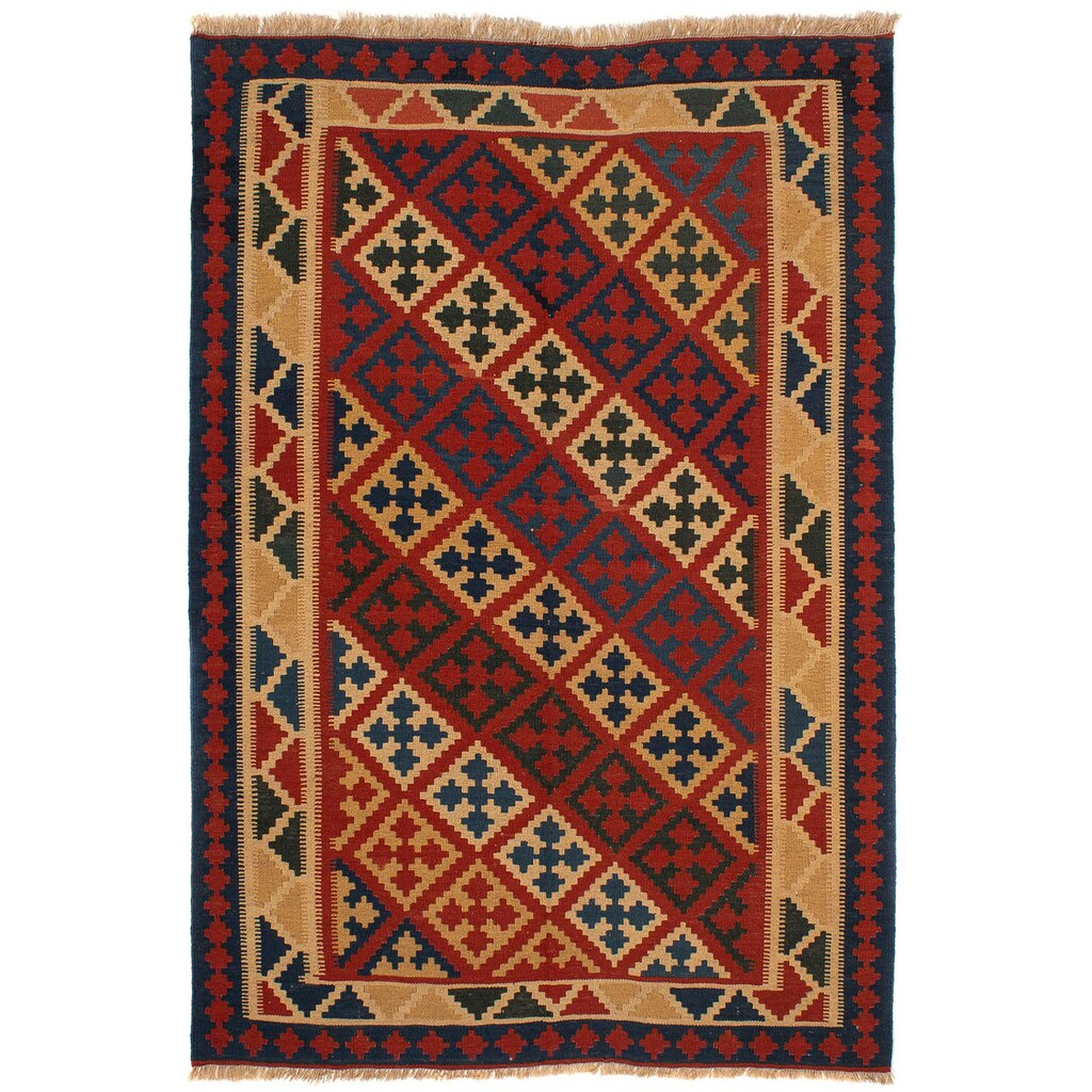 morgenland Wollteppich »Kelim - Oriental - 220 x 151 cm - dunkelrot«, rechteckig