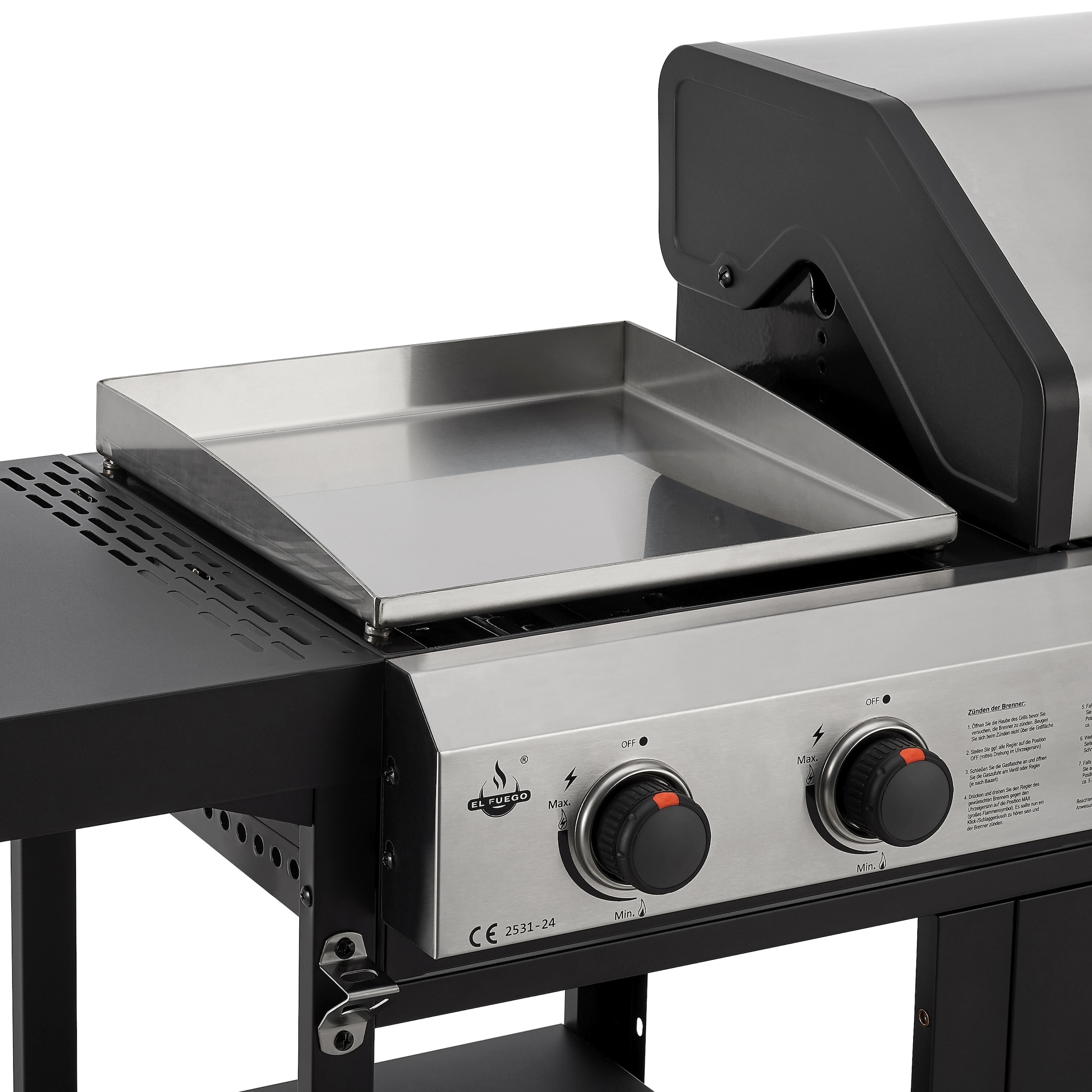 El Fuego Gasgrill »Kombigrill 3-in-1 Boston«, inkl. Pizzastein und Planchaplatte als Zubehör