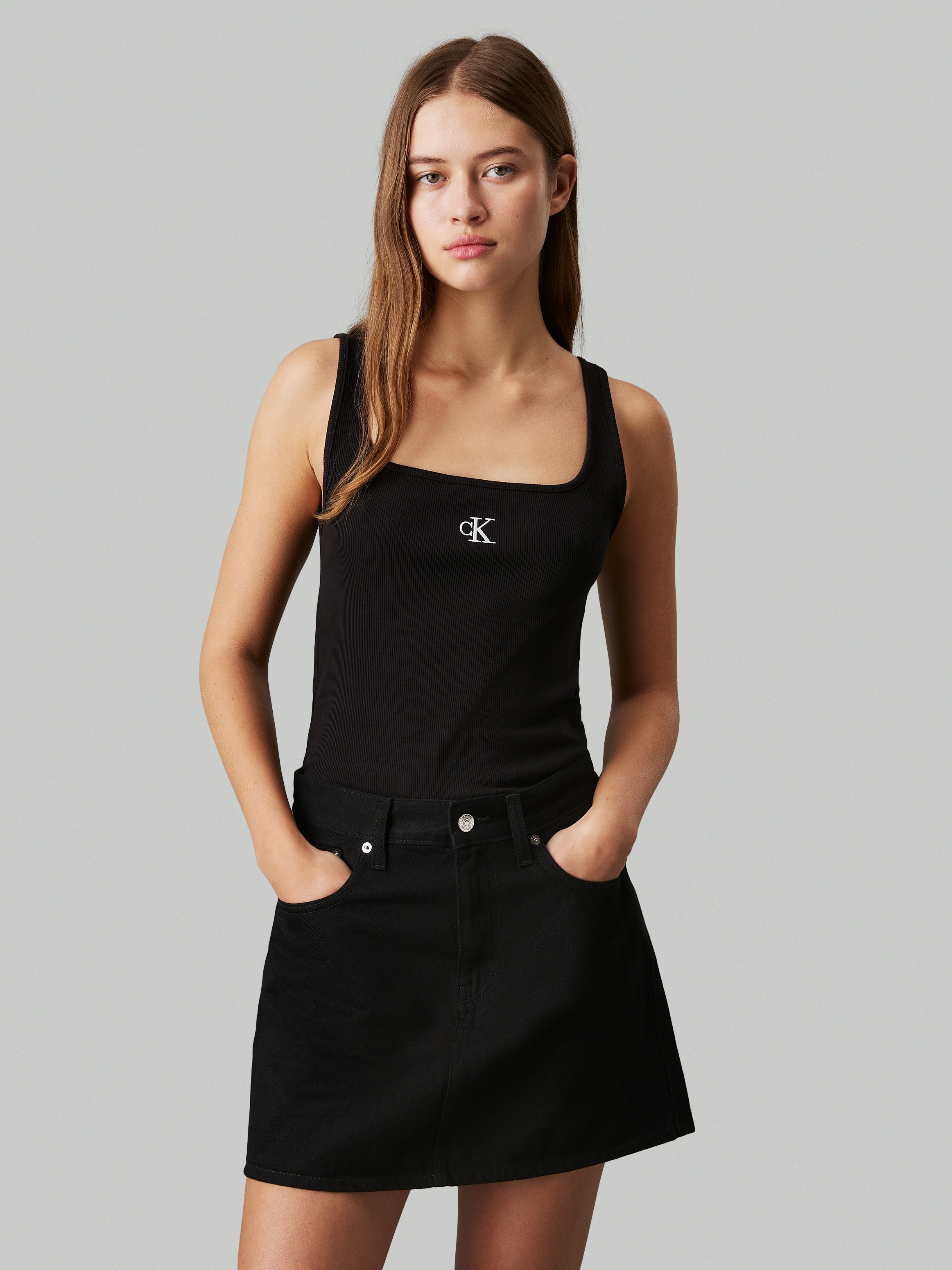 Calvin Klein Jeans Tanktop "CK RIB TANK TOP" mit eckigem Ausschnitt günstig online kaufen