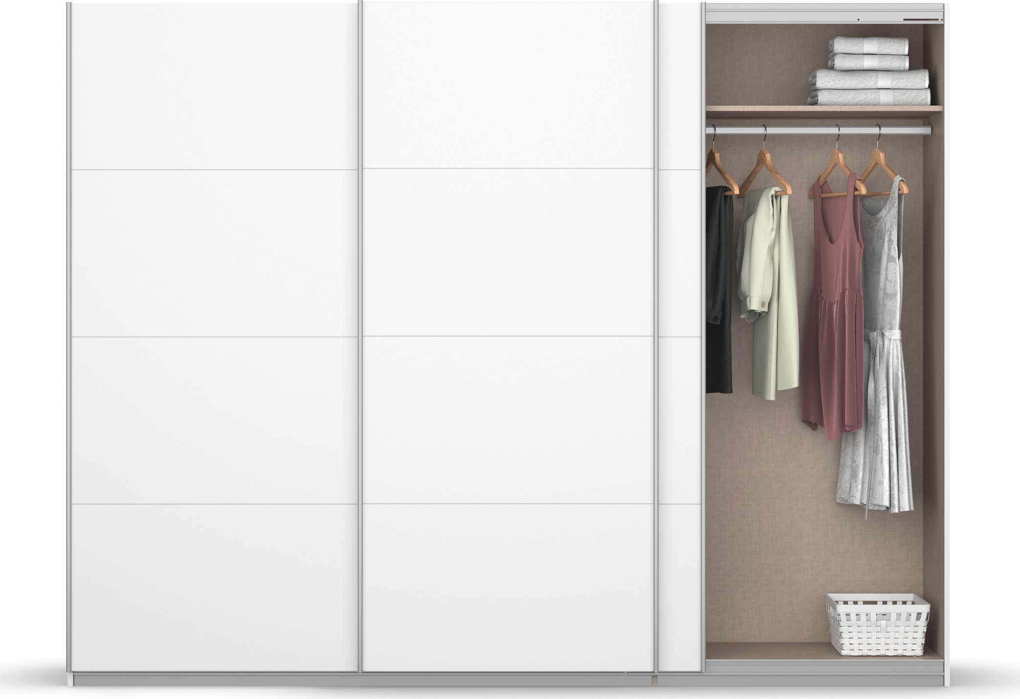 rauch Schwebetürenschrank »Kleiderschrank Schrank Garderobe KOLUNA mit Dekor-Front«, inkl. 2 Innenschubladen sowie extra Einlegeböden MADE IN GERMANY
