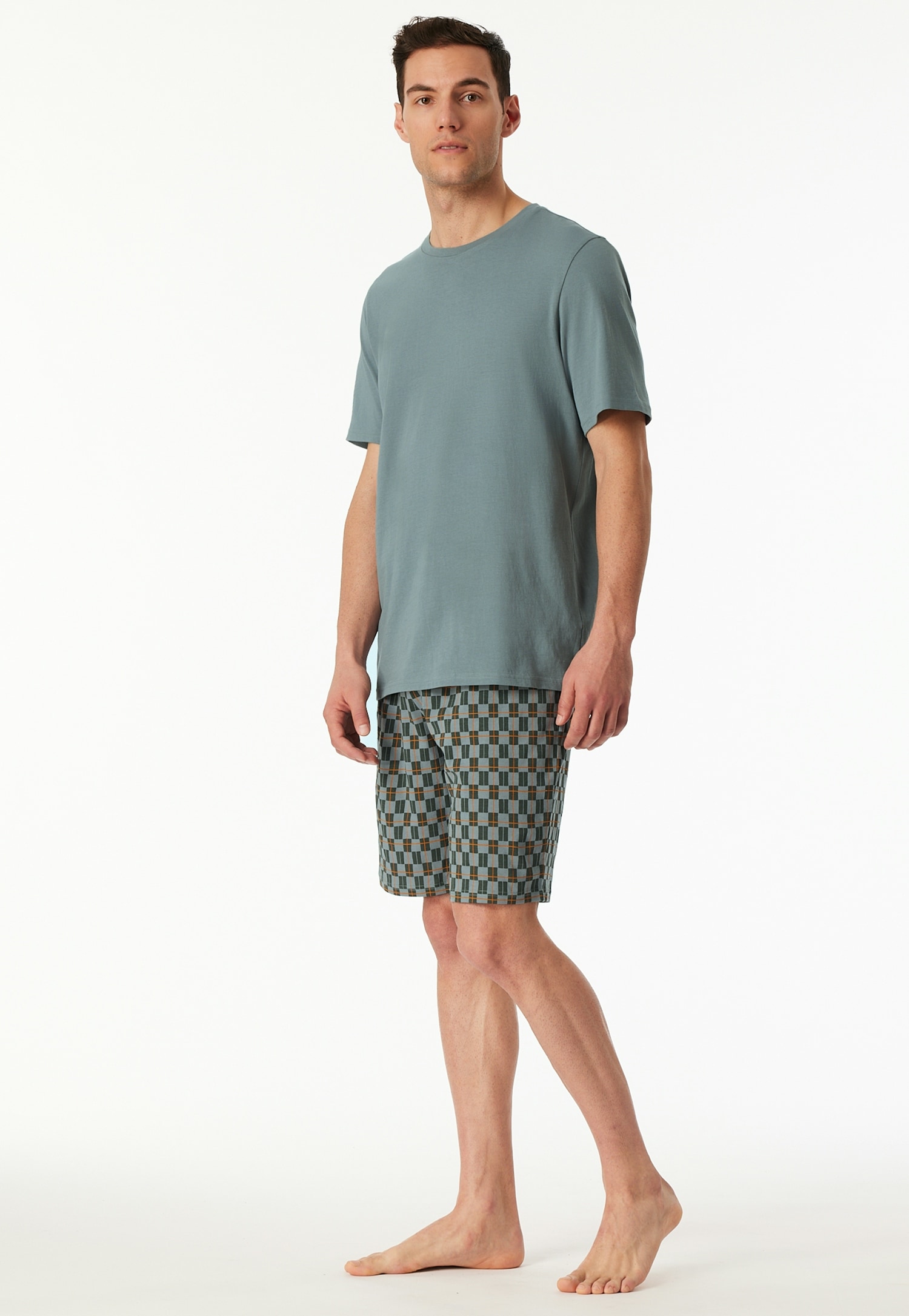 Schiesser Shorty "Casual Essentials" 2 tlg. mit unifarbenem Oberteil und ge günstig online kaufen