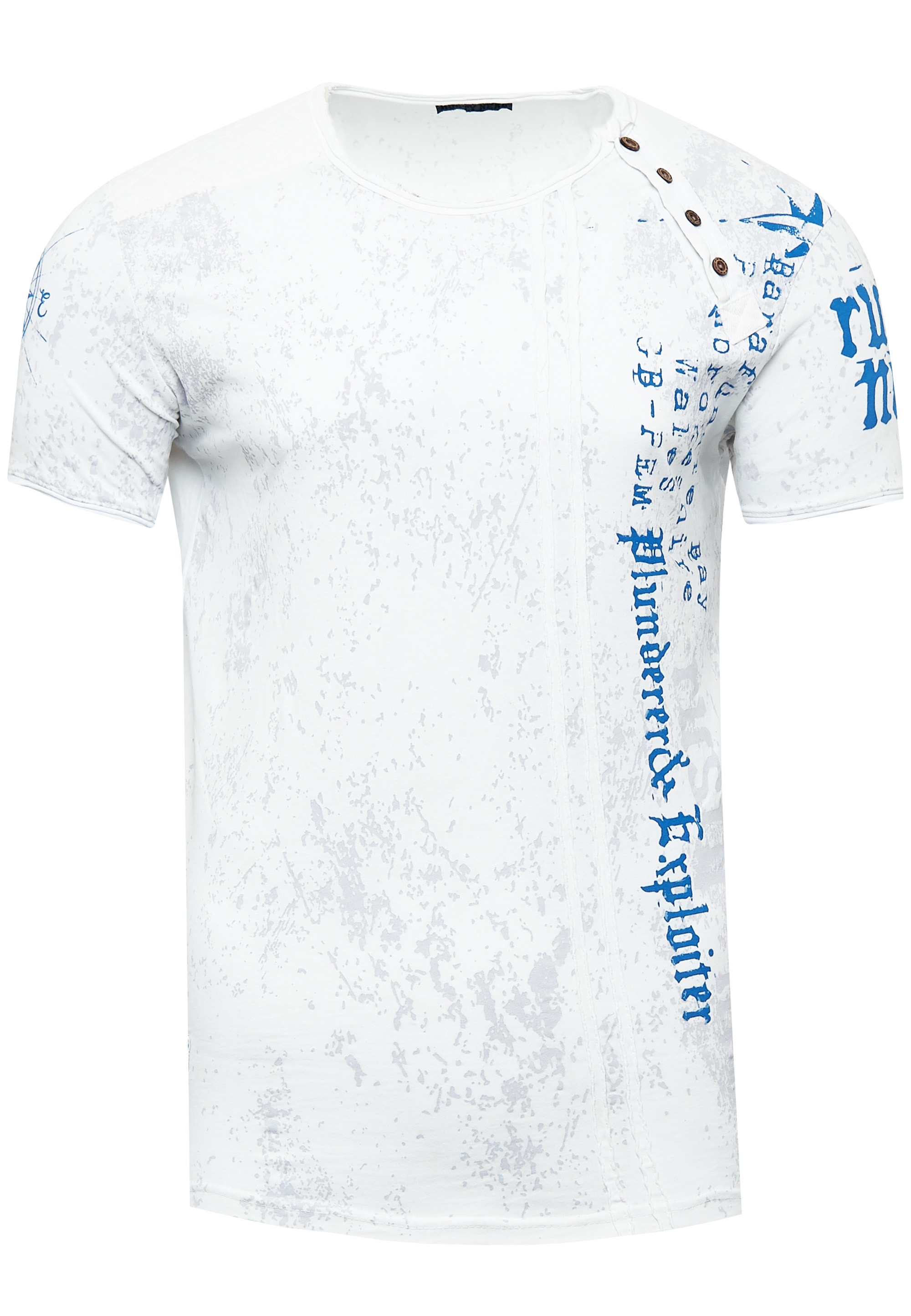 Rusty Neal T-Shirt, mit seitlicher Knopfleiste