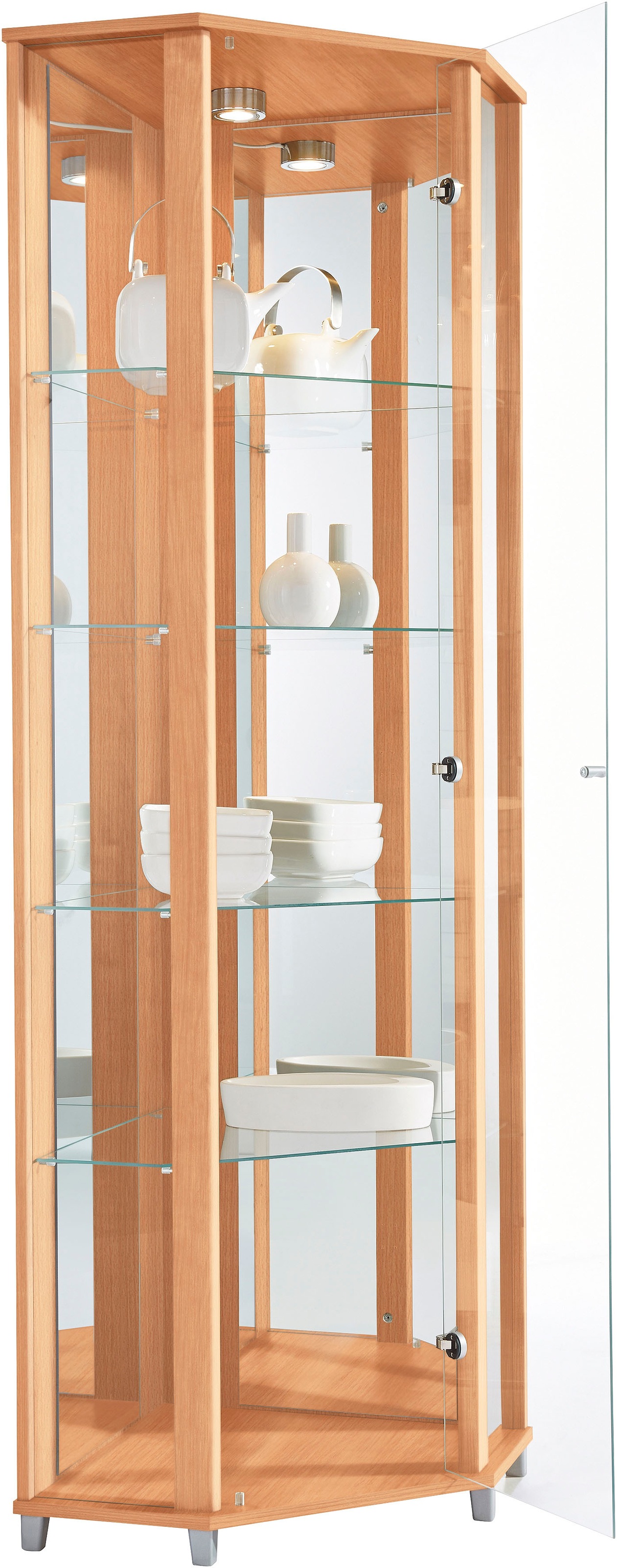 fif möbel Eckvitrine »TRIO Höhe ca. 172 cm, ink. Beleuchtung«, Eckvitrine/Glasvitrine 1x Glastür, perfekt für Sammler, Sammlervitrine