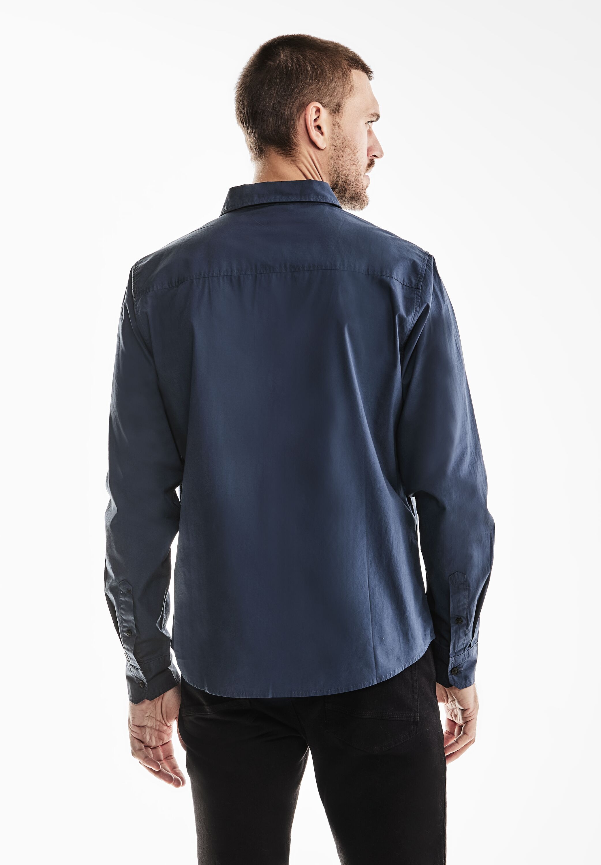 STREET ONE MEN Langarmhemd, aus reiner Baumwolle
