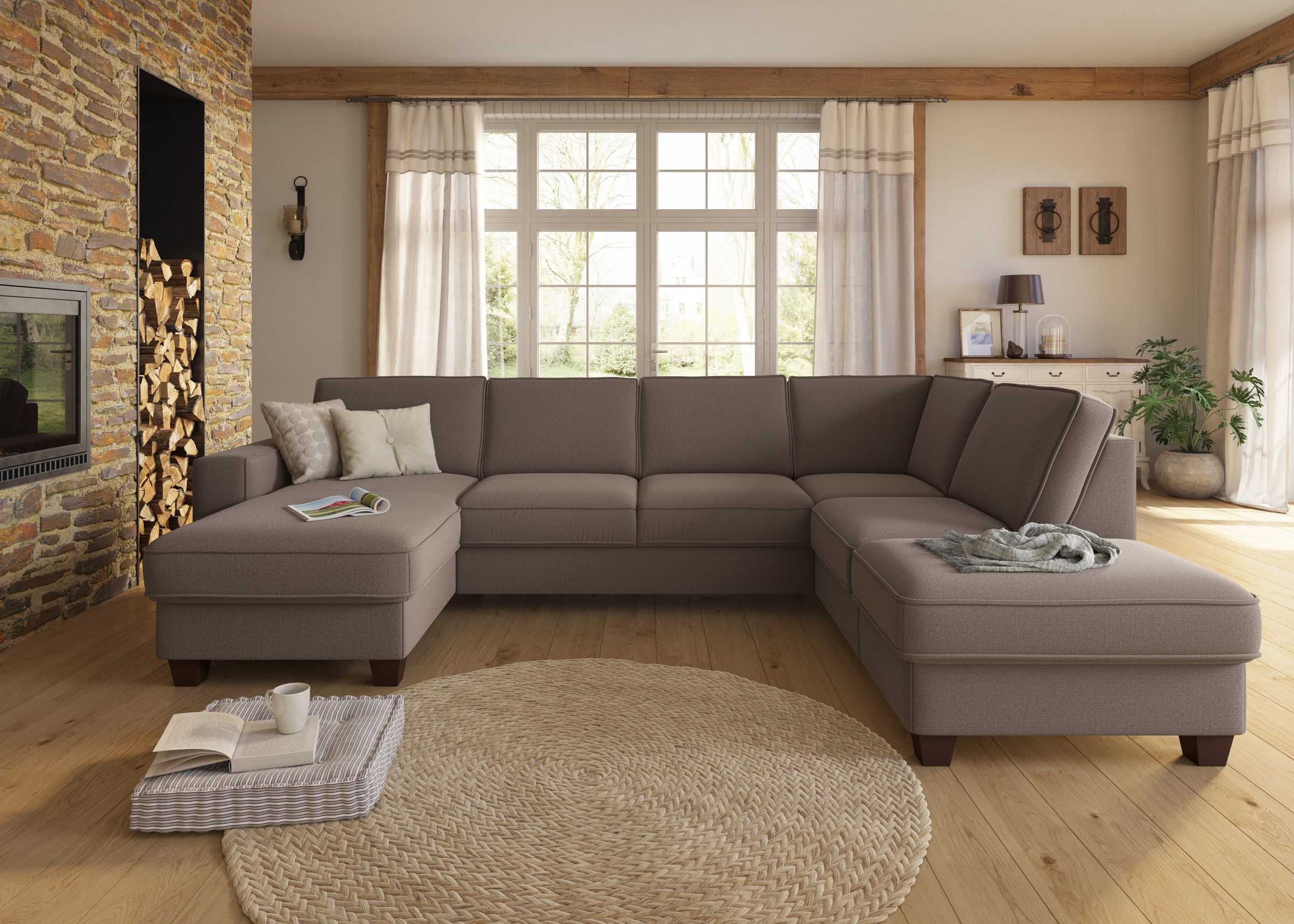 Home affaire Wohnlandschaft "County U-Form" wahlweise Ottomane links oder r günstig online kaufen