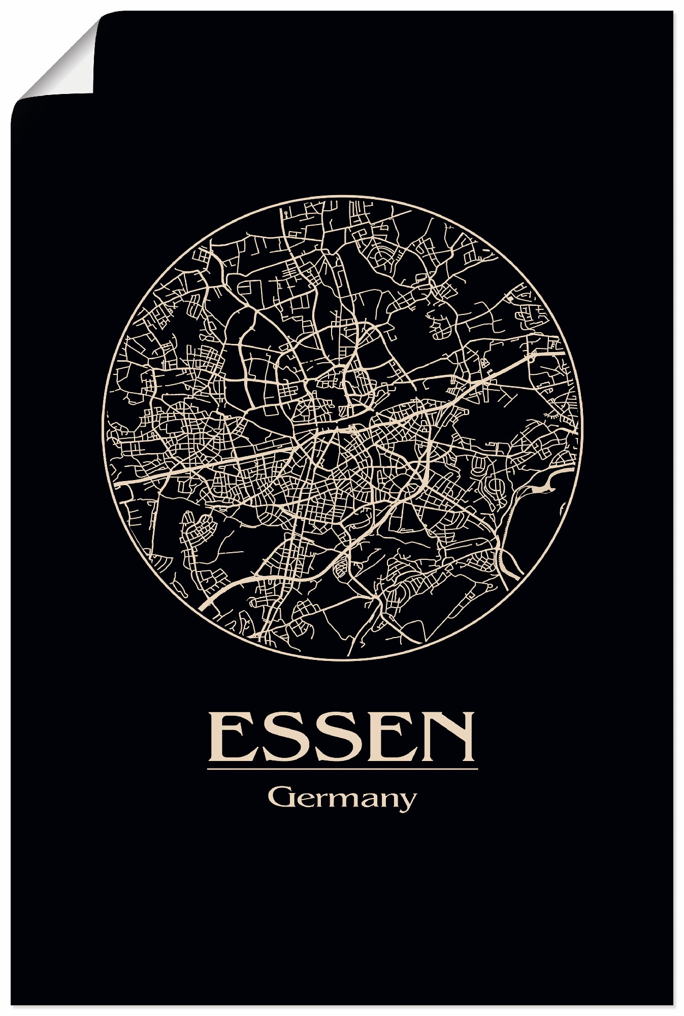 Artland Poster "Retro Karte Essen Deutschland Kreis" Deutschland 1 Stk. tlg. ohne Rahmen