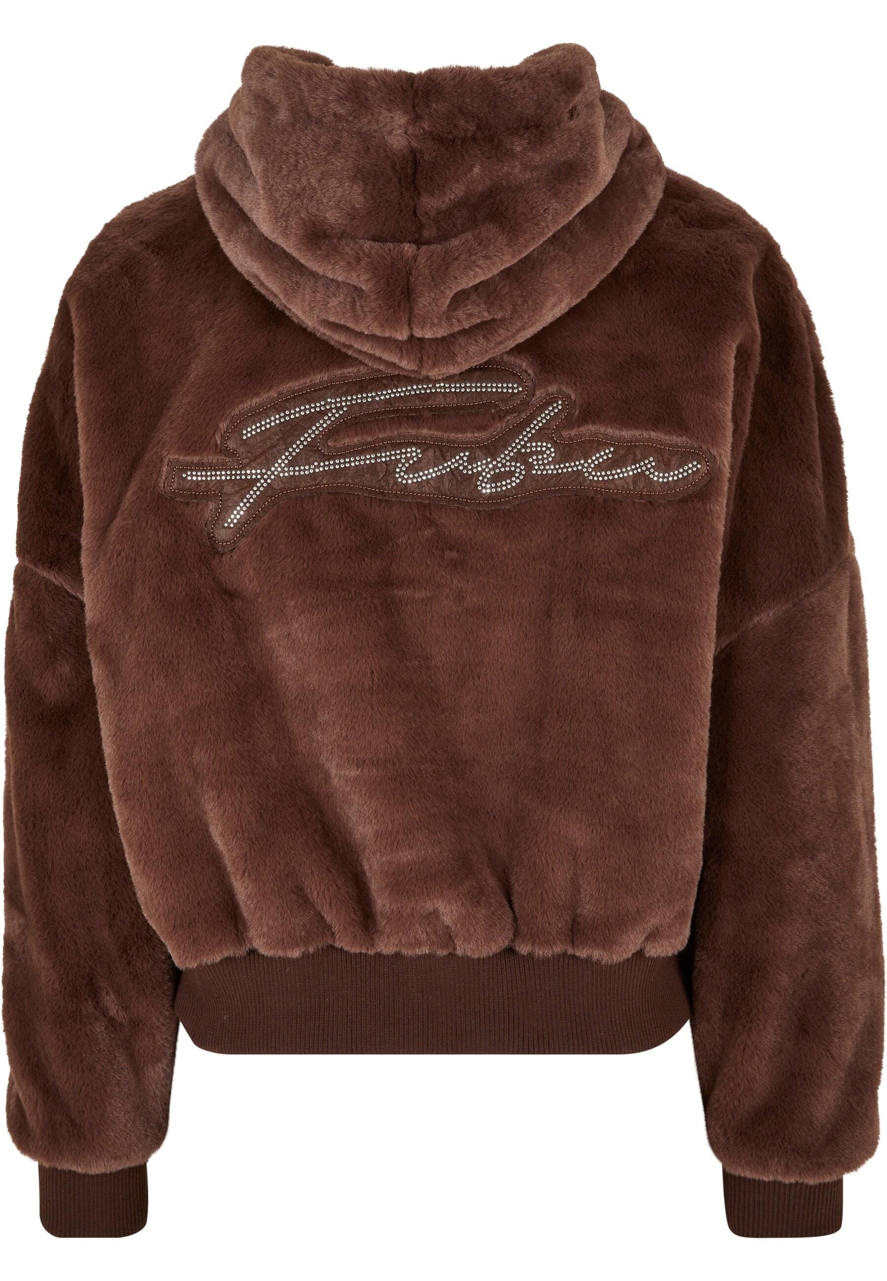 Fubu Collegejacke »Fubu Damen FW224-022-1 Signature Rhinestone Fur Jacket brown« 1 Stk. tlg. mit Kapuze