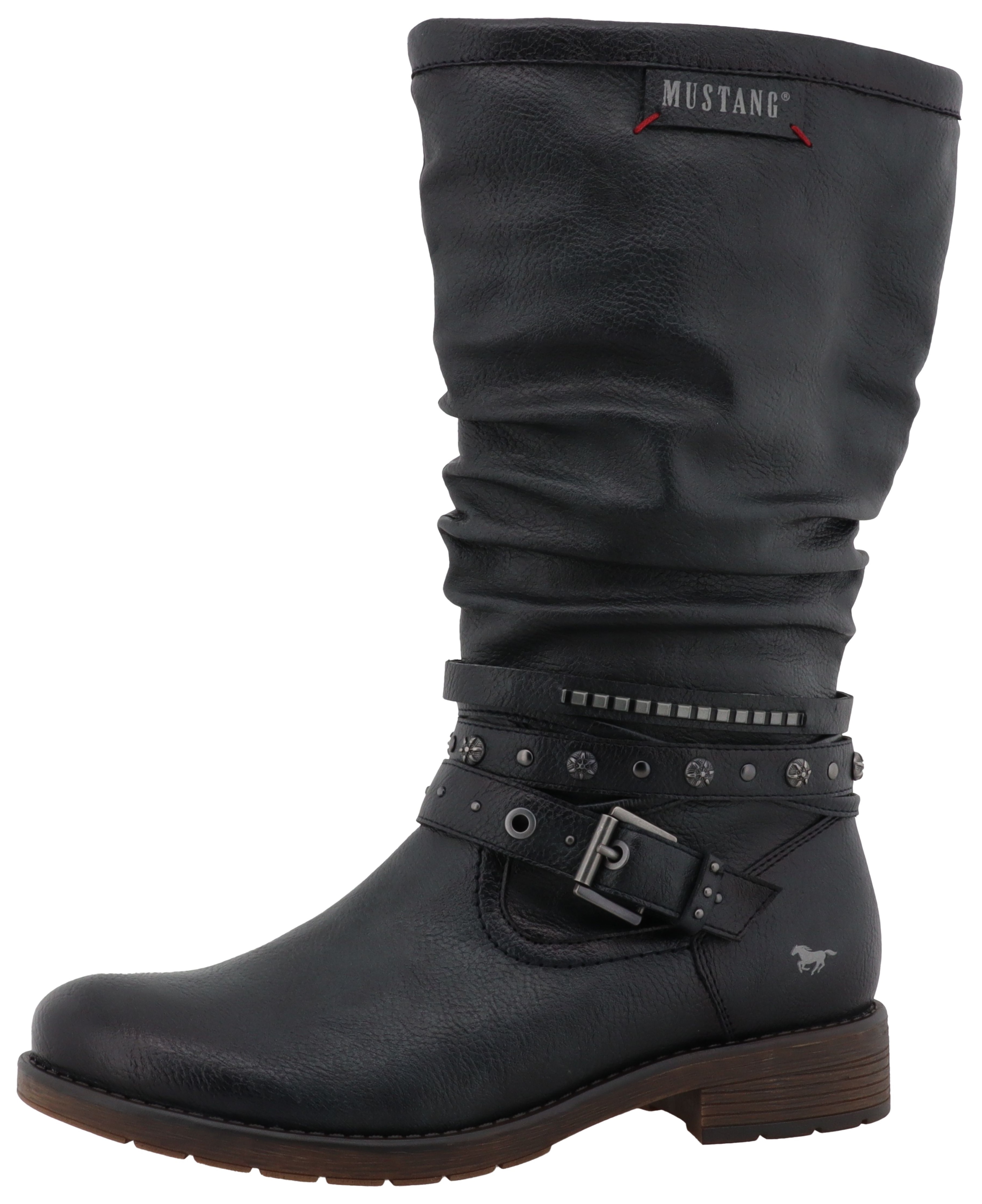 Mustang Shoes Winterstiefel "Elfi" Stiefel mit Zierriemchen und Blockabsatz